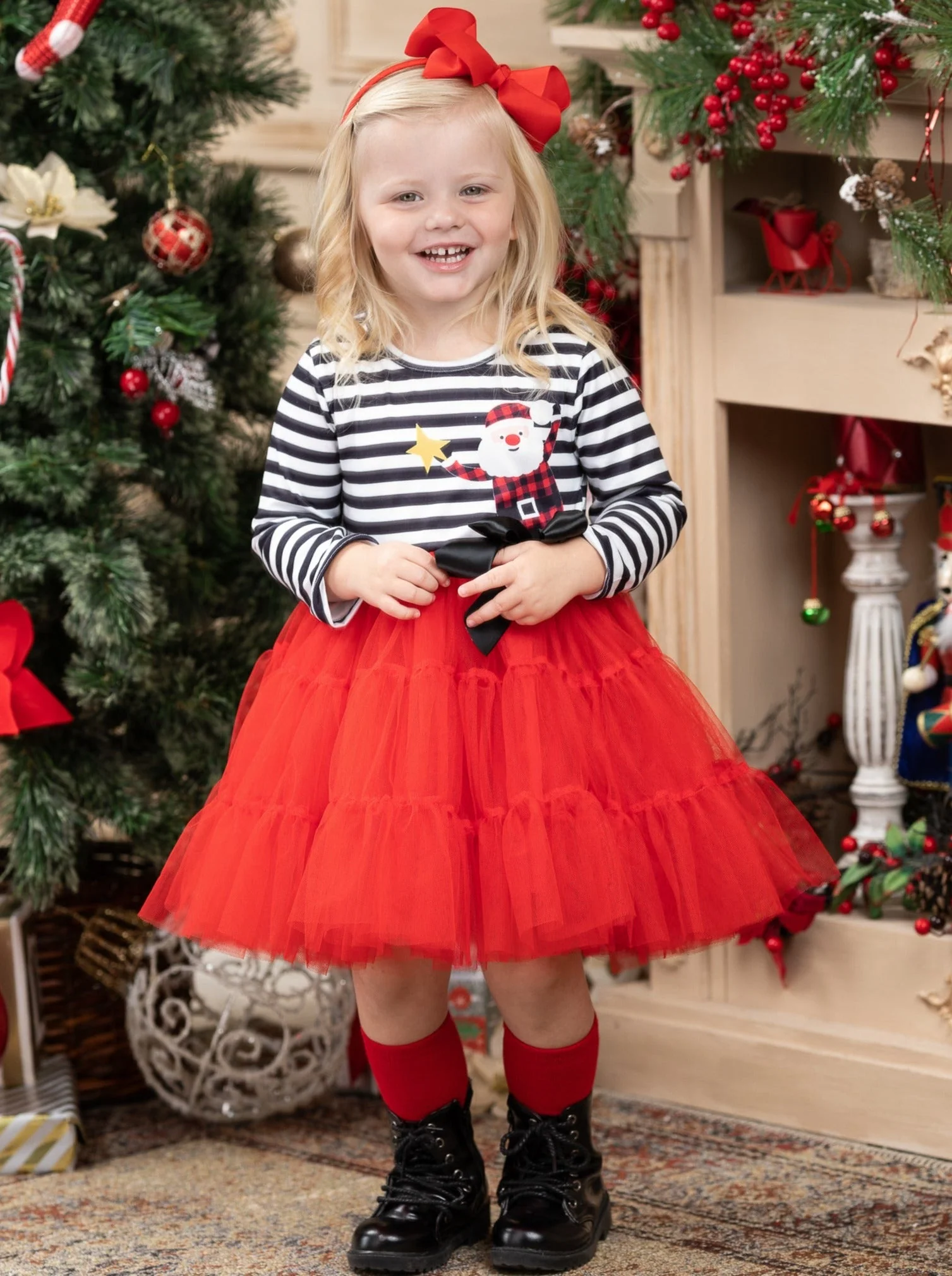 Santa and Stripes Tutu Dress - Image 4