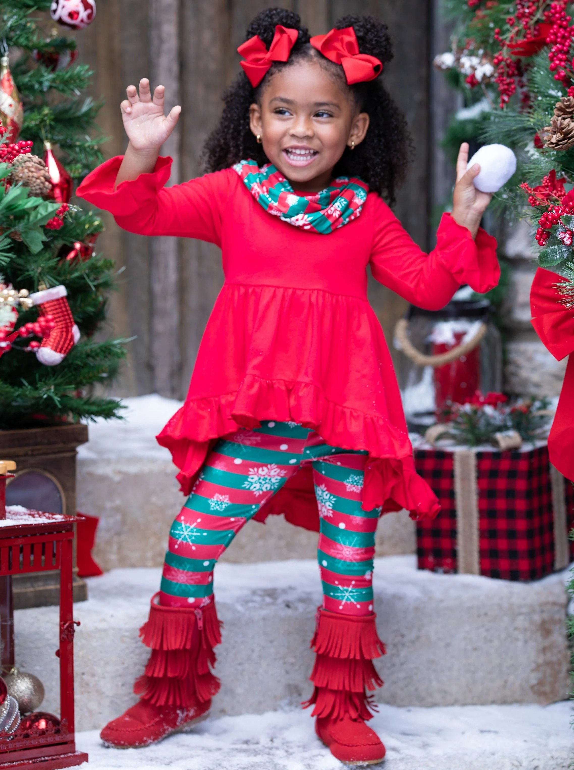 Giftwrapped Stripe Tunic, Scarf, and Legging Set - Image 2
