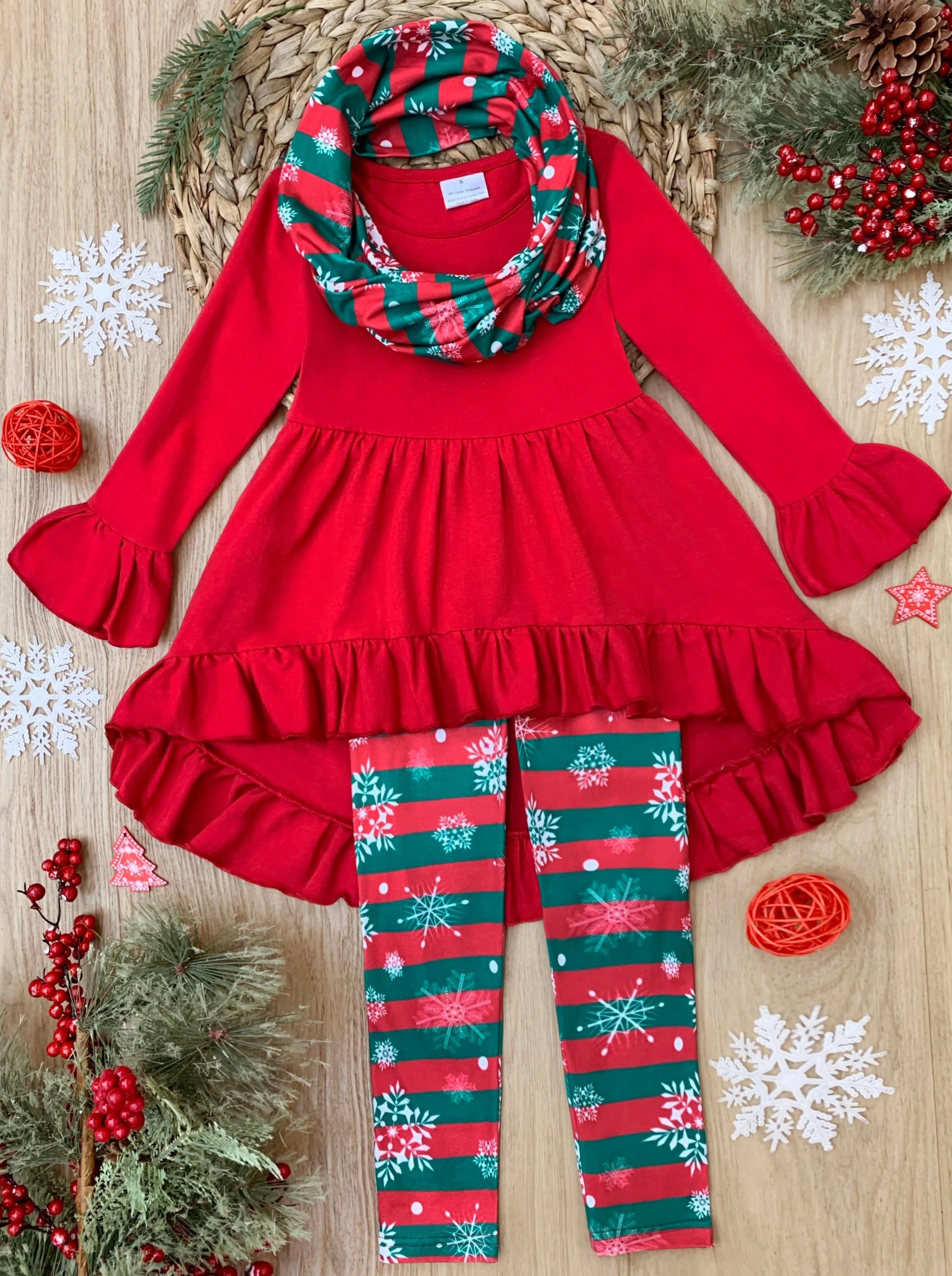 Giftwrapped Stripe Tunic, Scarf, and Legging Set - Image 3