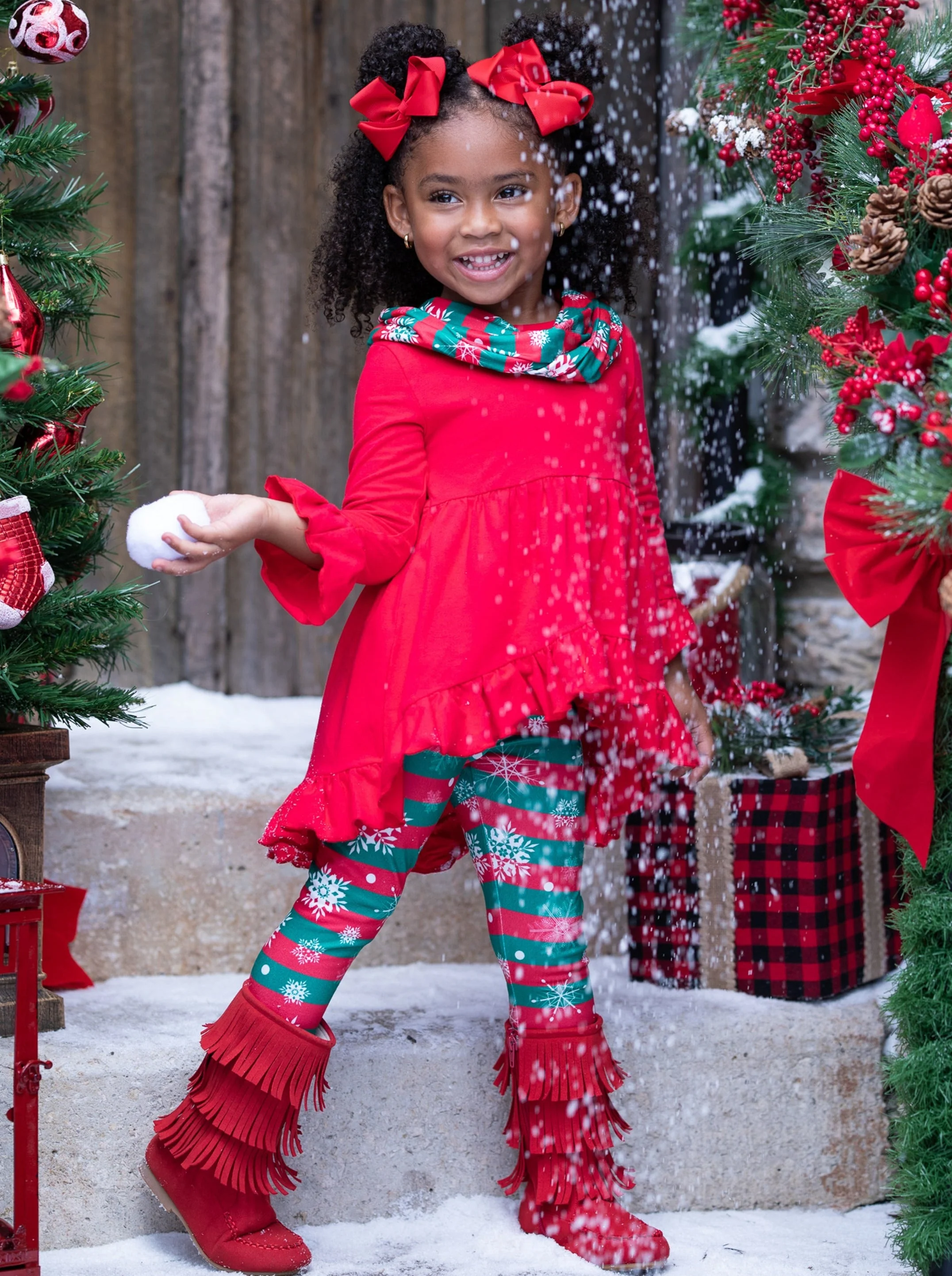 Giftwrapped Stripe Tunic, Scarf, and Legging Set - Image 4