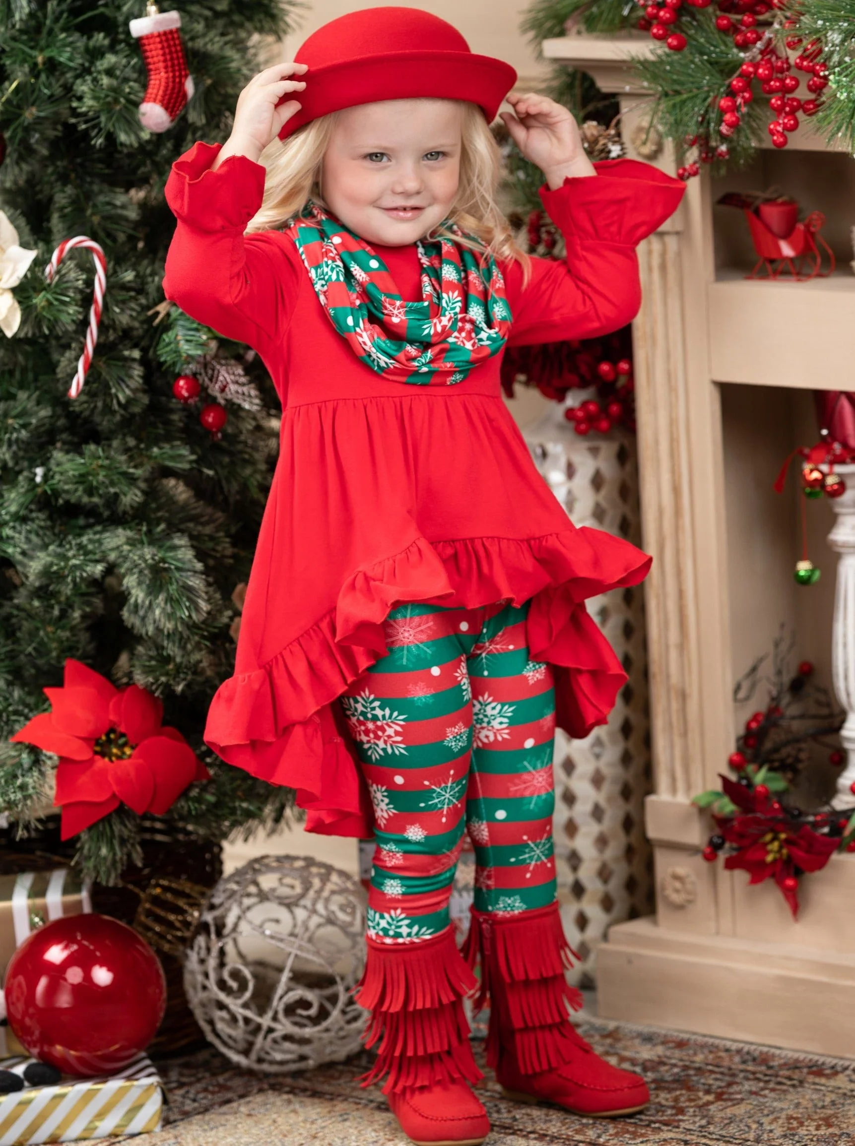 Giftwrapped Stripe Tunic, Scarf, and Legging Set - Image 7
