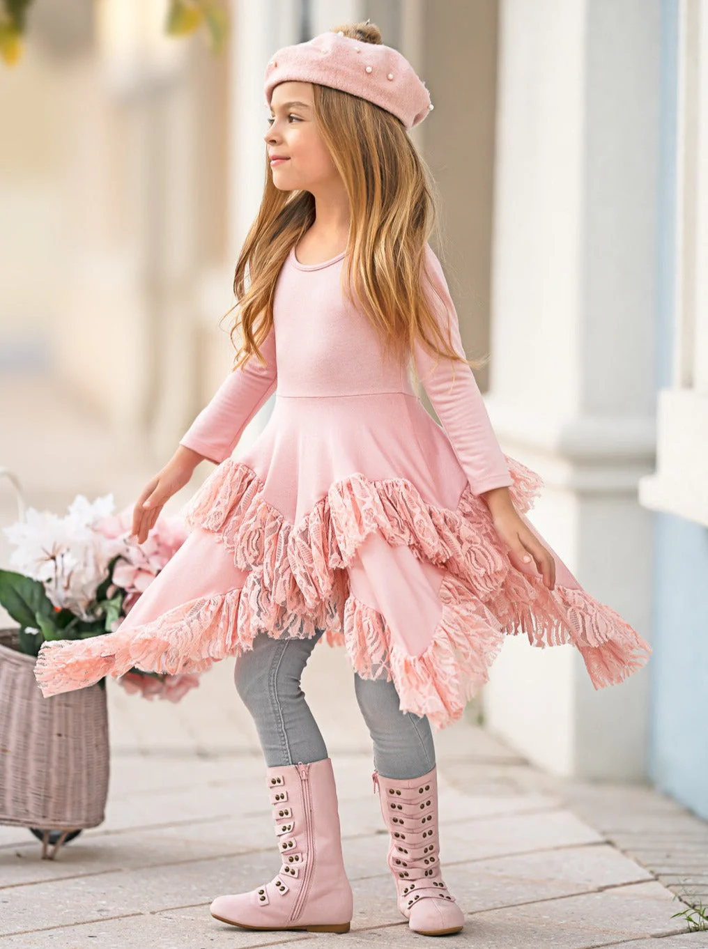 Style Queen Pink Lace Tunic - Image 2