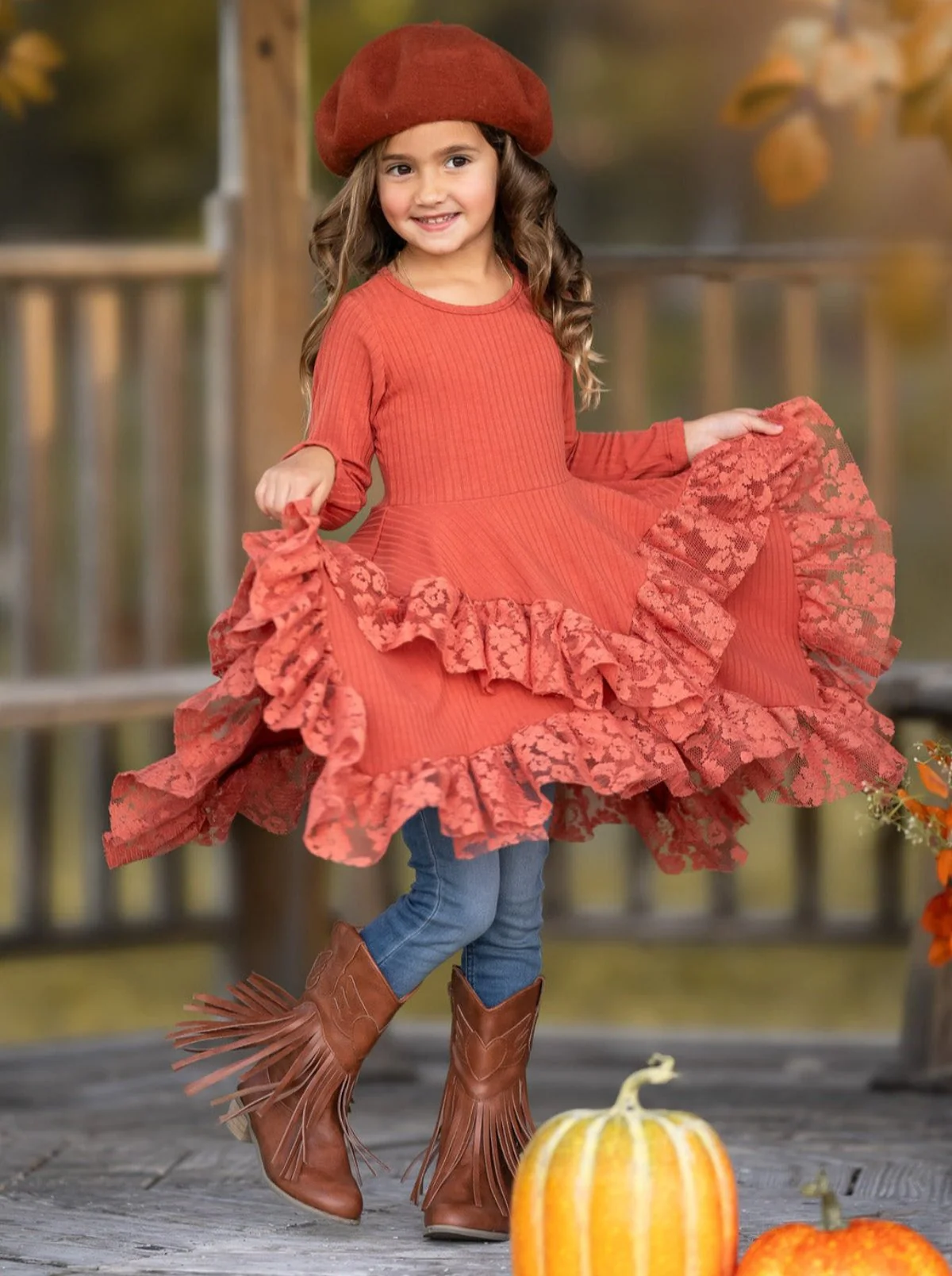 Style Queen Rust Lace Tunic - Image 2