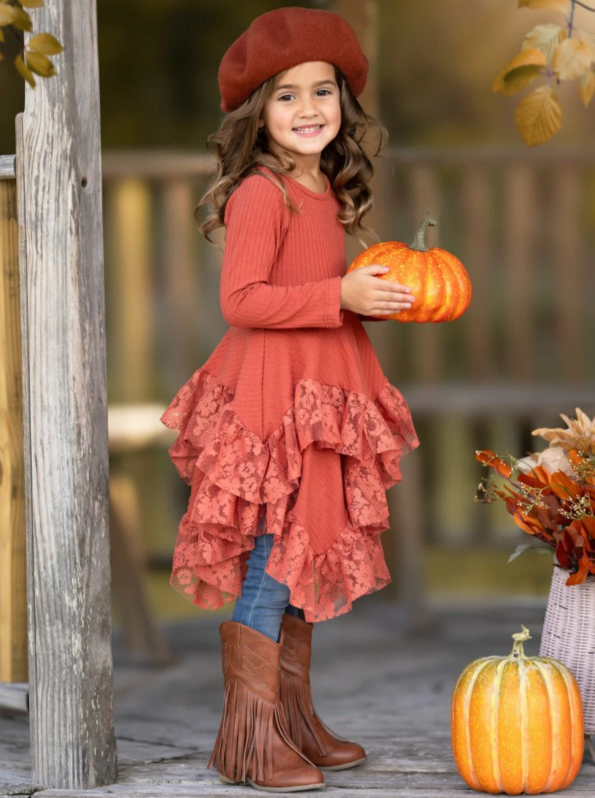 Style Queen Rust Lace Tunic - Image 3