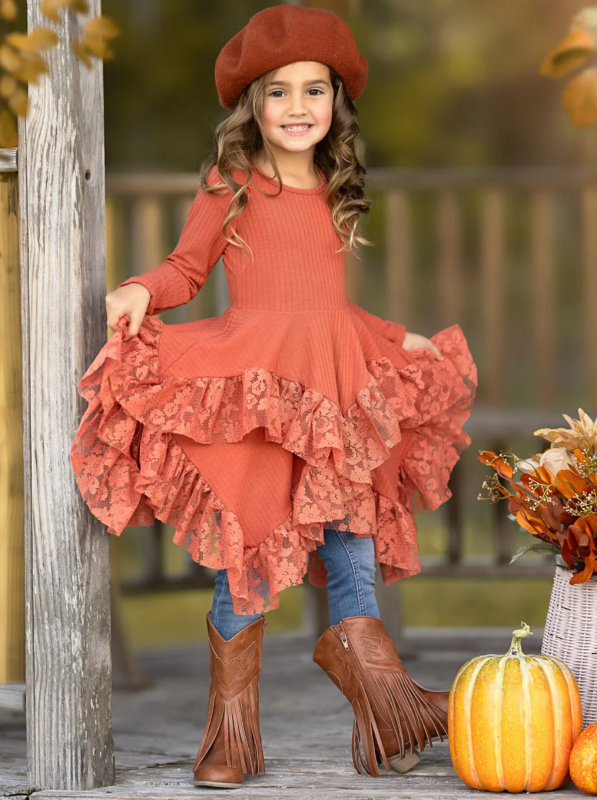 Style Queen Rust Lace Tunic - Image 4