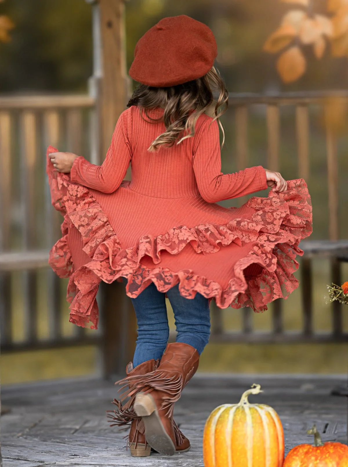 Style Queen Rust Lace Tunic - Image 6