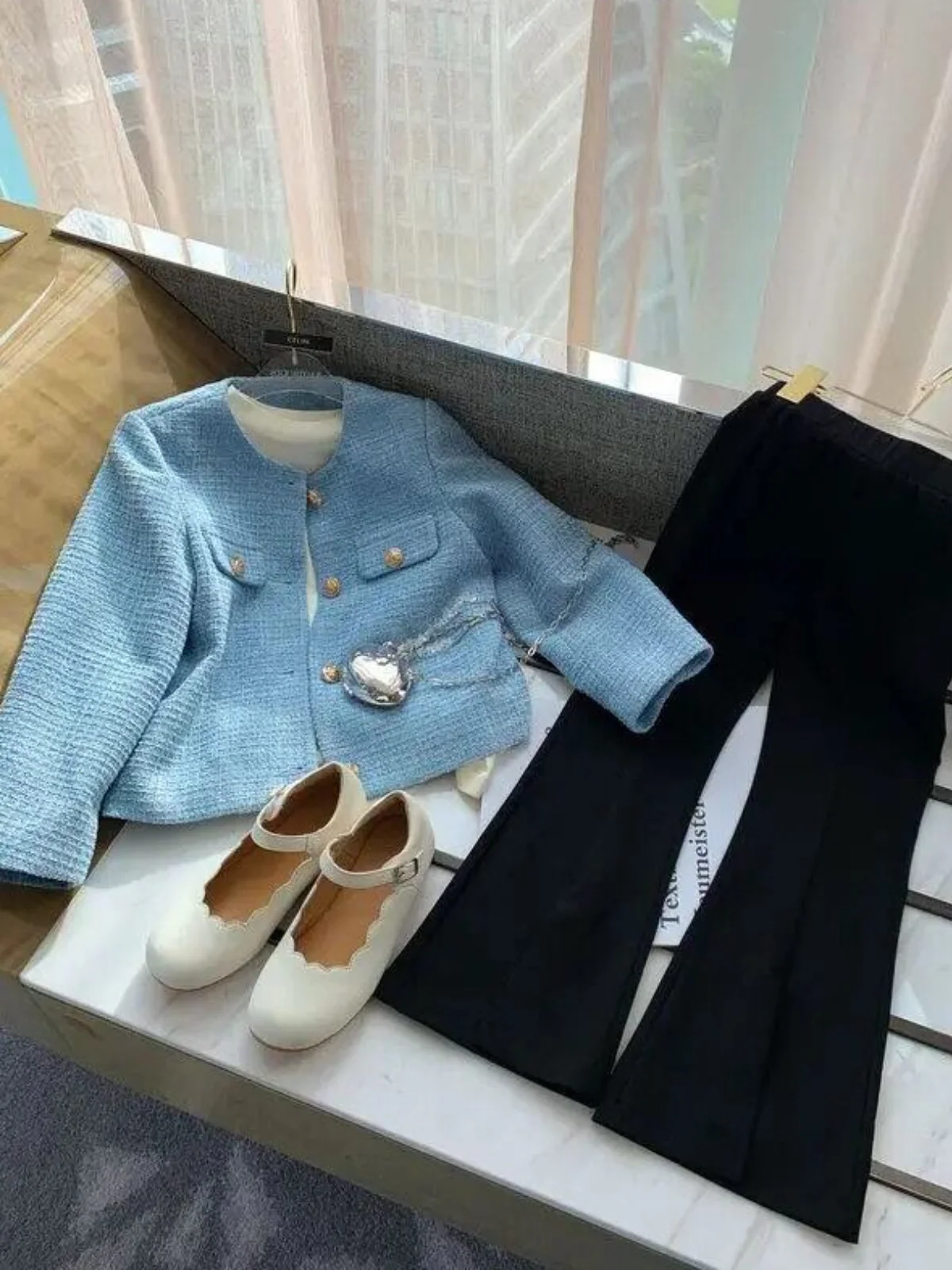 Stylish Girls' Button-Front Tweed Jacket - Image 6