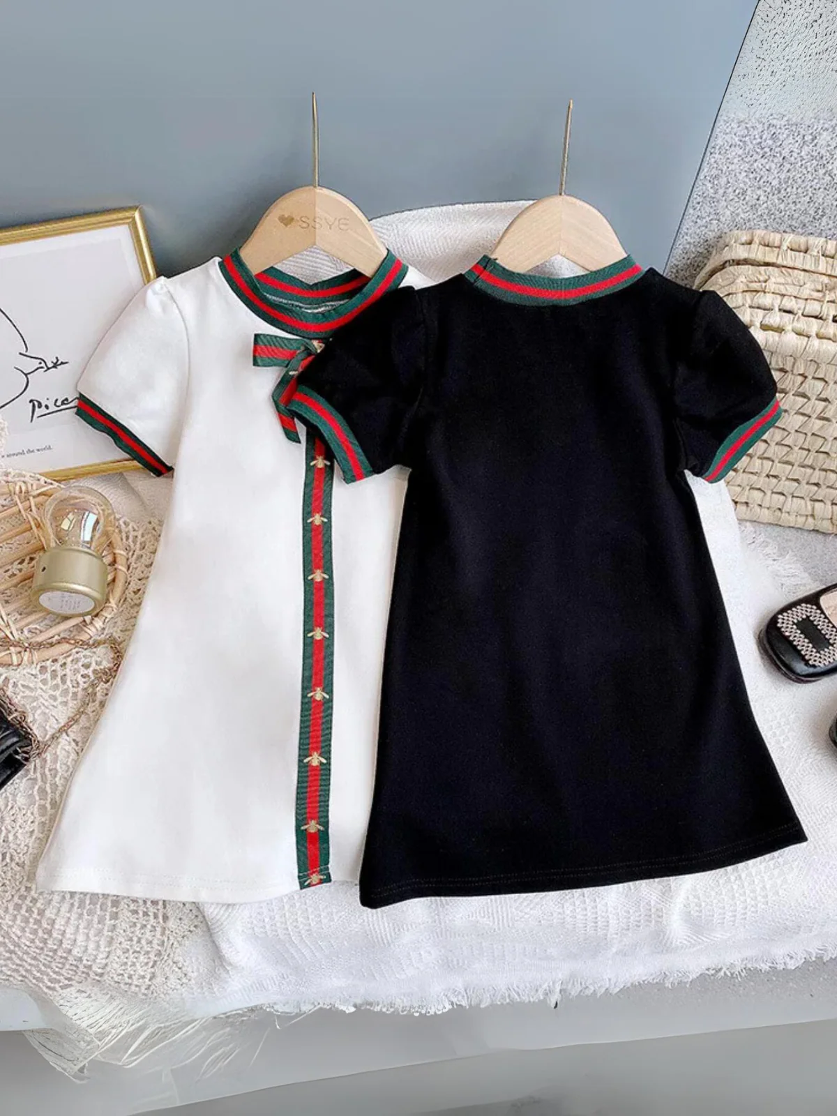 Girls Classic Short Sleeve Bow Dress - Image 2