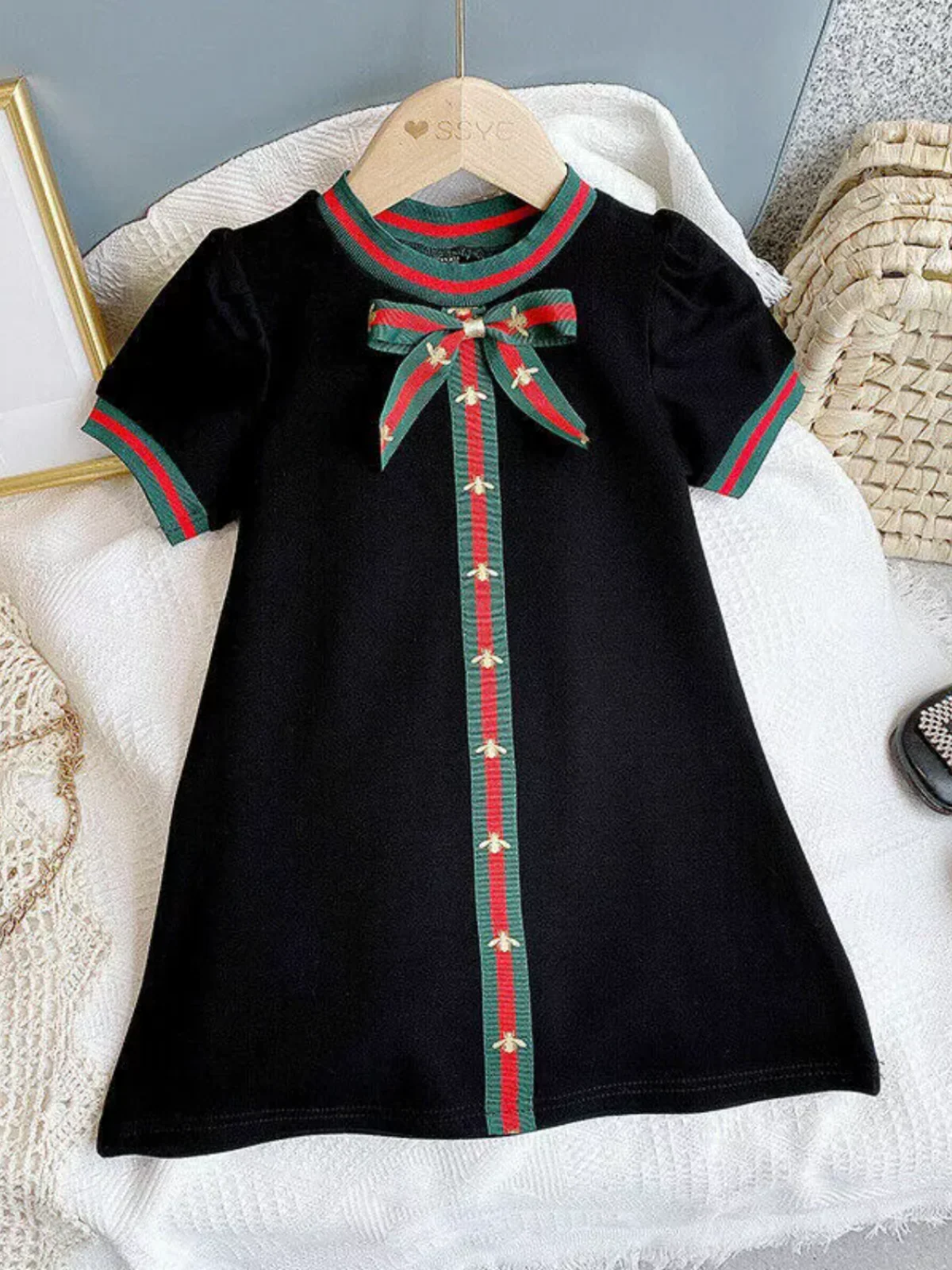 Girls Classic Short Sleeve Bow Dress - Image 3