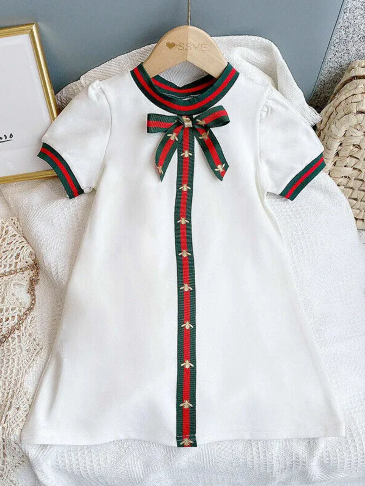 Girls Classic Short Sleeve Bow Dress - Image 4