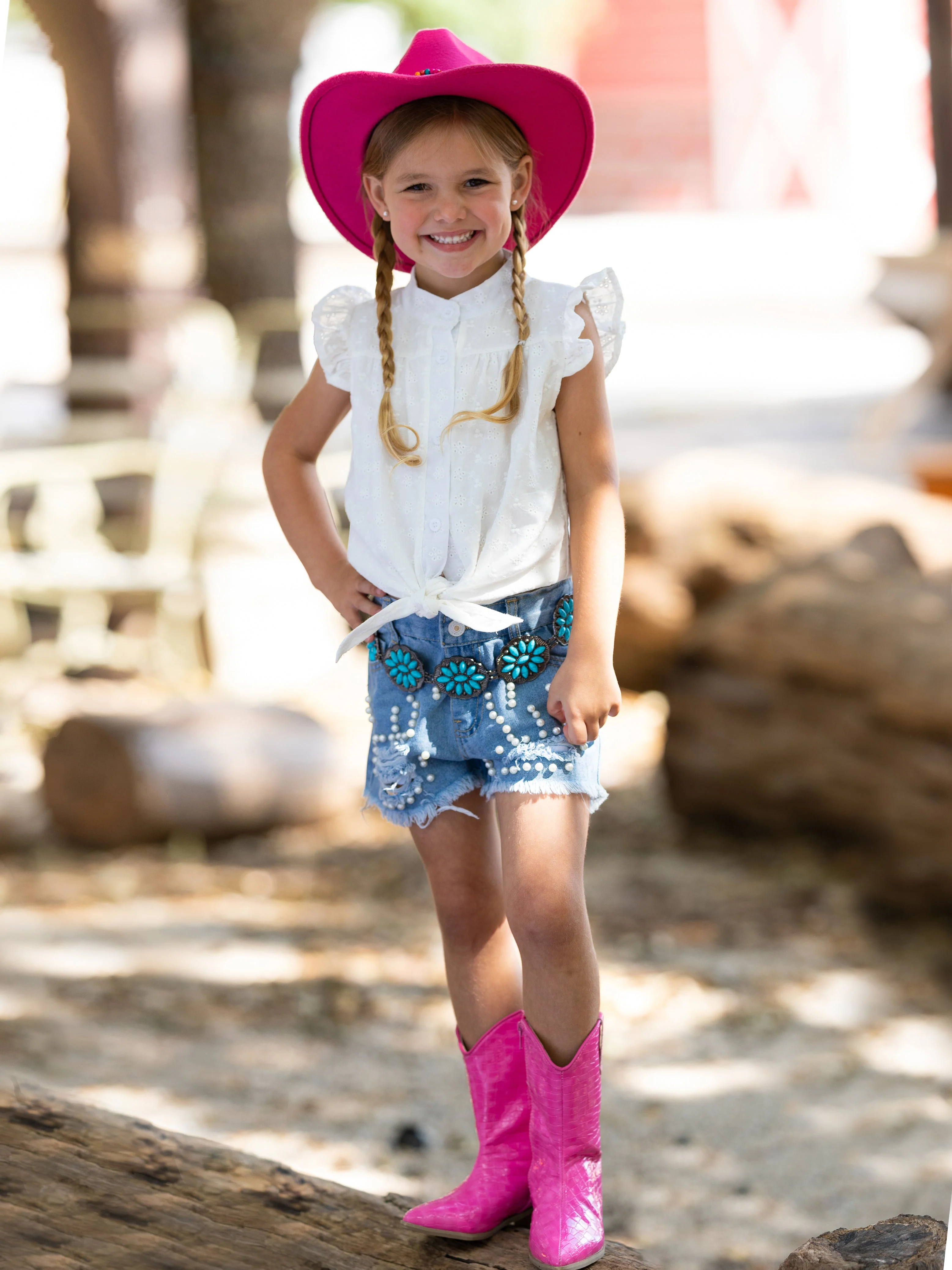 Summer Shine Pearled Denim Short Set - Image 5