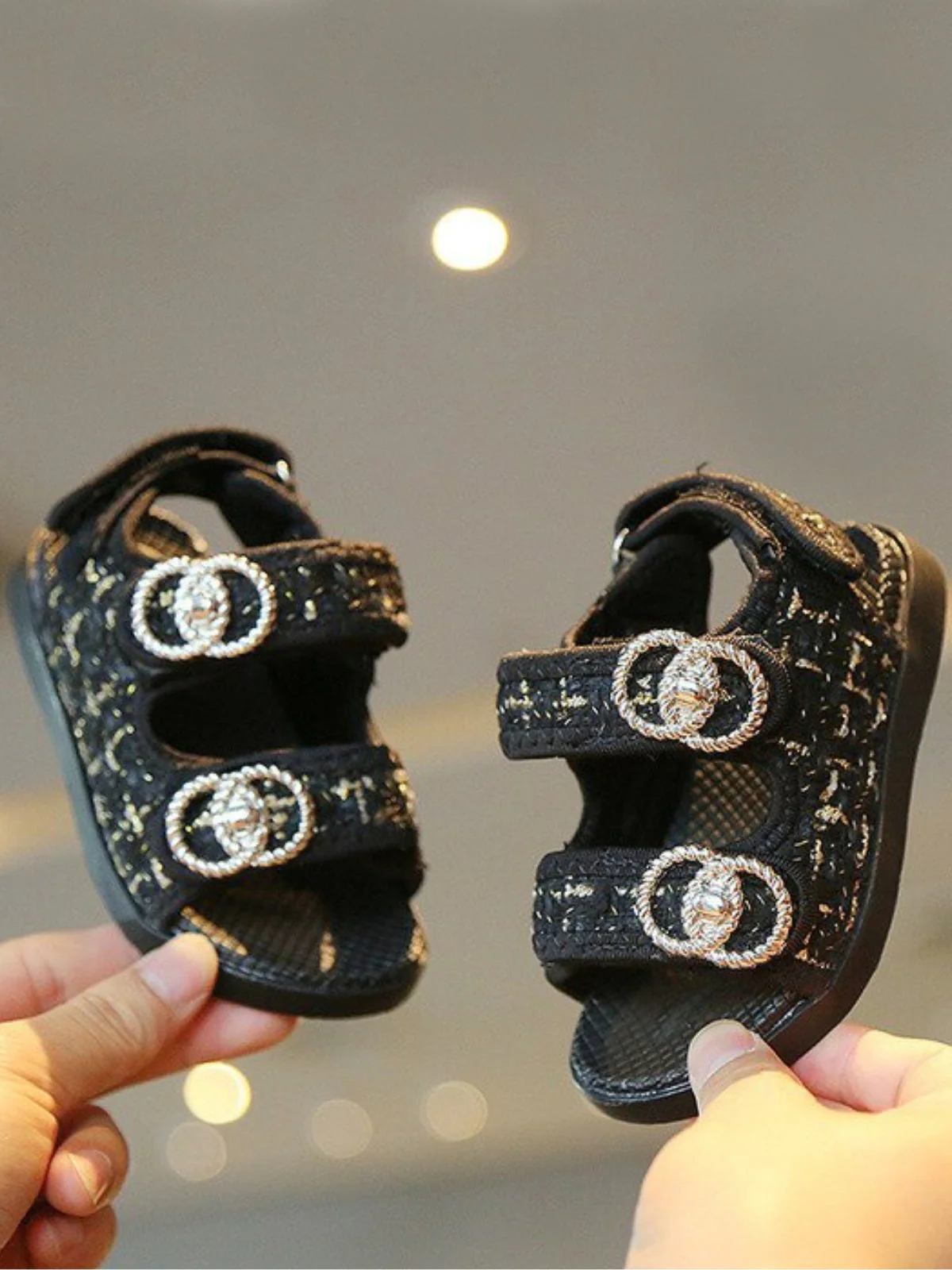 Sassy Shimmer Tweed Sandals by Liv and Mia - Image 4