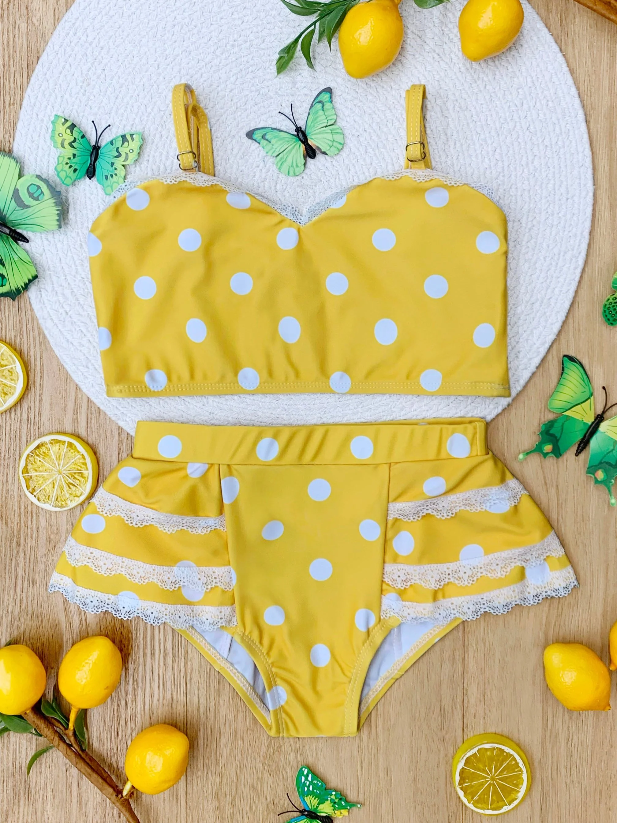 Sunny Dots Lace-Trim Two-Piece Swimsuit - Image 4