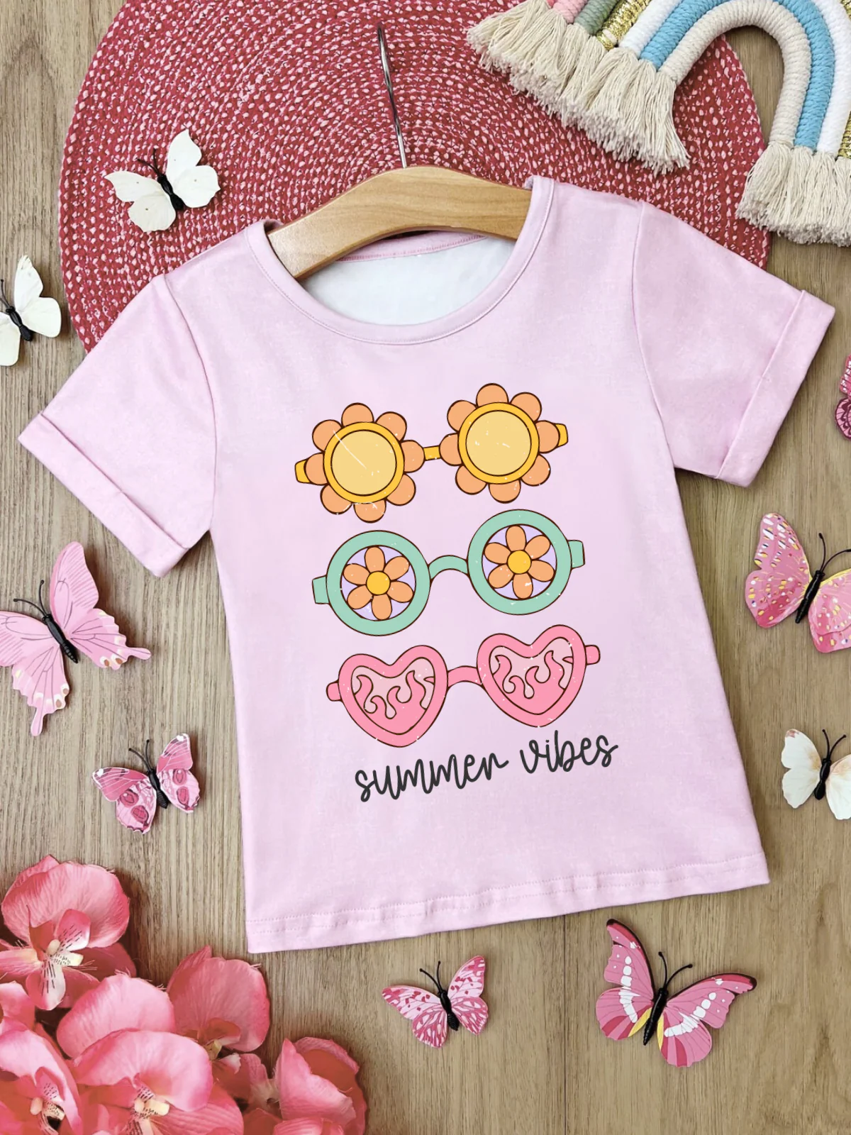 Sunny Shades Pink Summer Vibes Graphic Tee - Image 2