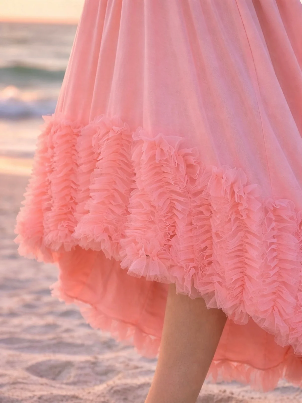 Sunset Bloom Coral Cotton High-Lo Maxi Dress - Image 6