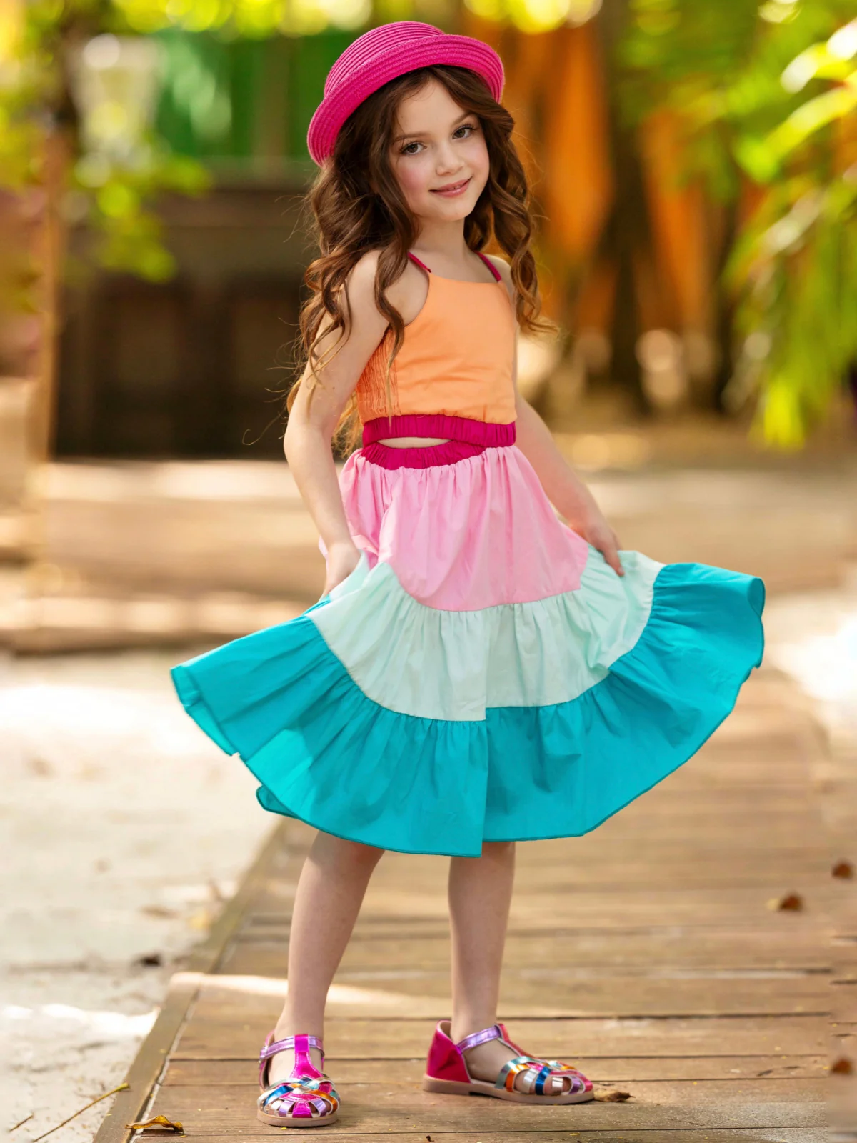 Sunset Sorbet Tiered Colorblock Dress - Image 5
