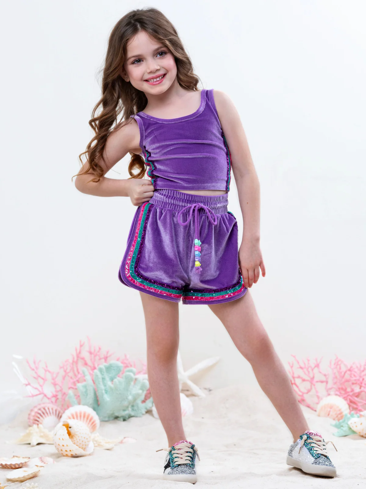 Cosmic Mermaid Velour Top and Matching Short Set - Image 2