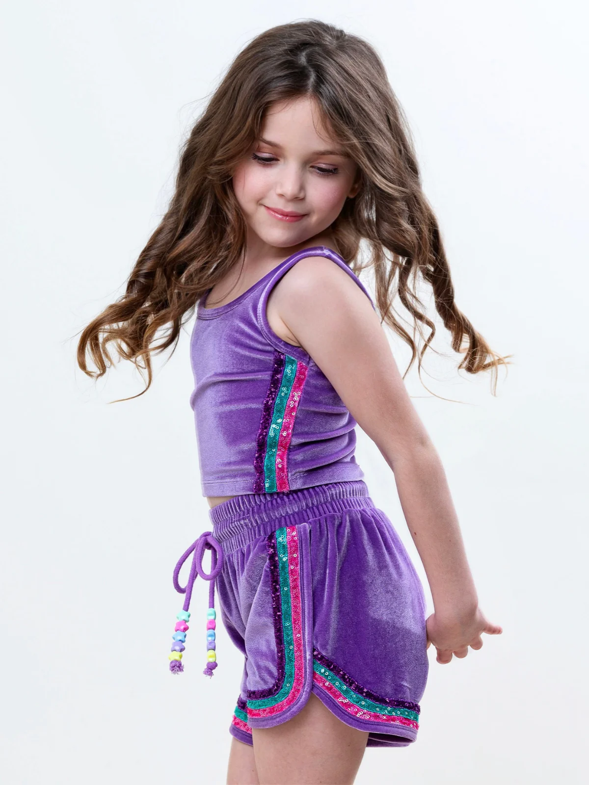 Cosmic Mermaid Velour Top and Matching Short Set - Image 4