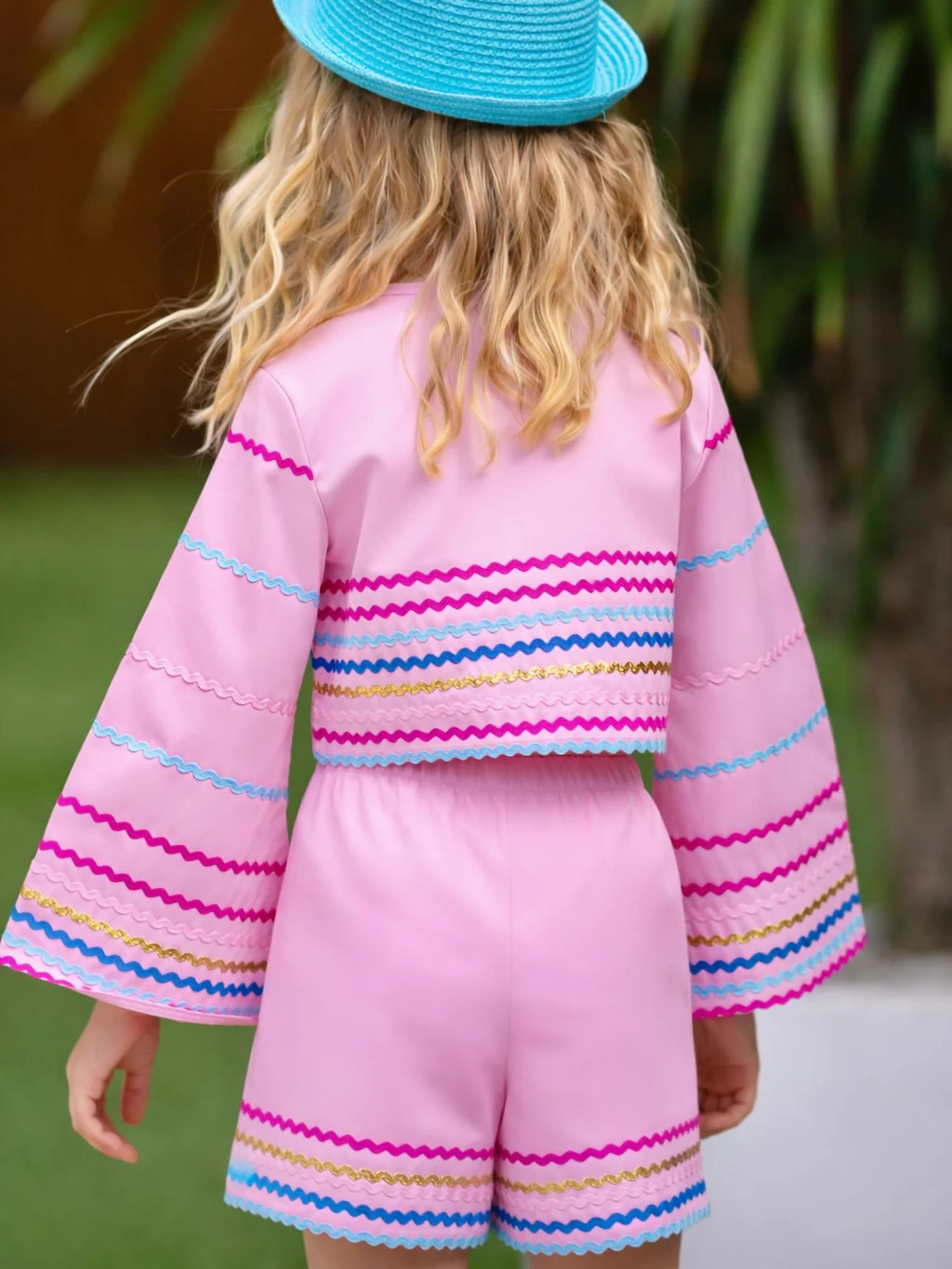 Sunset Waves Cotton Bell Sleeve Top and Short Set - Image 5