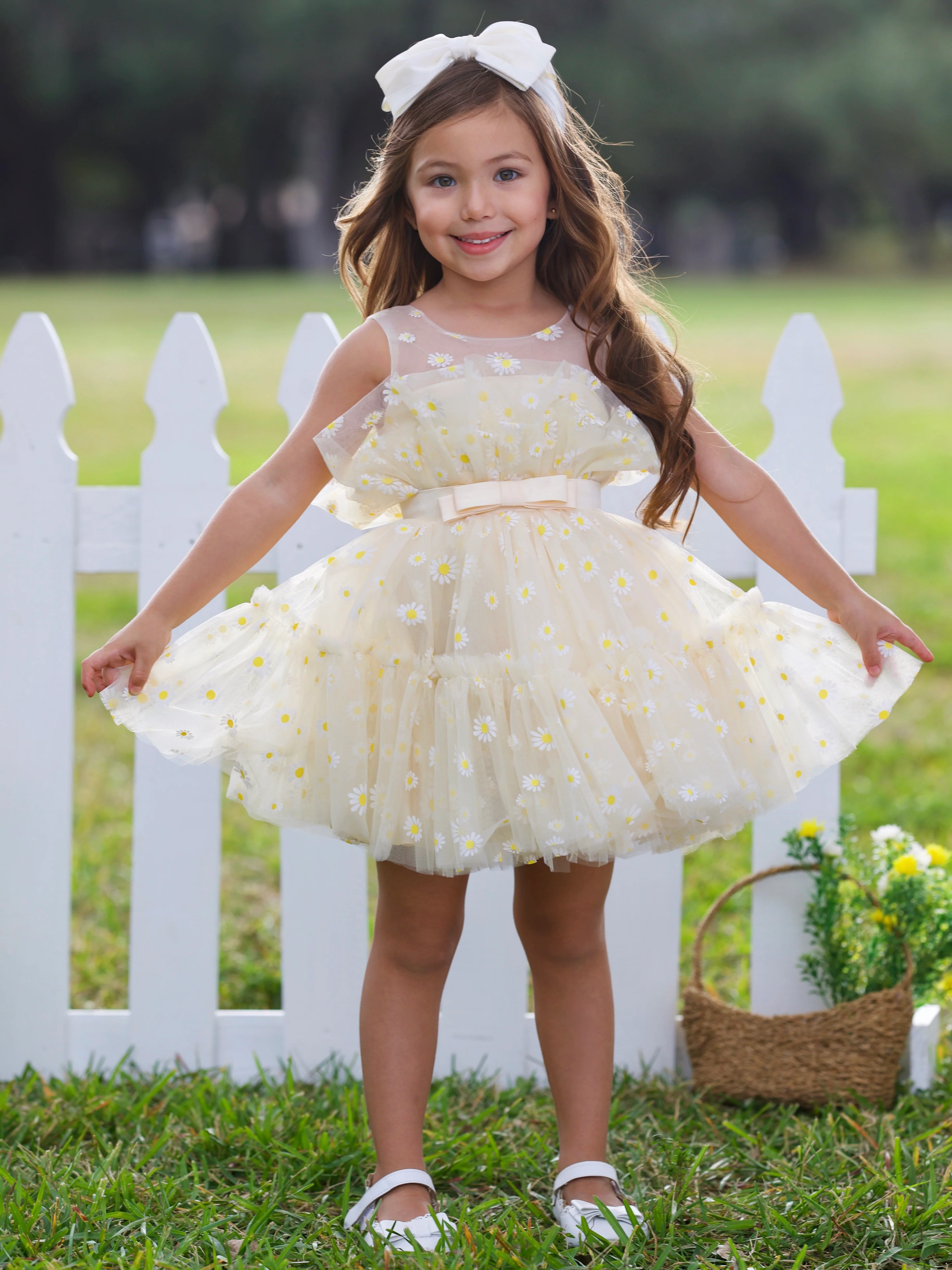 Sunshine Daisy Embroidered Floral Tutu Dress - Image 2