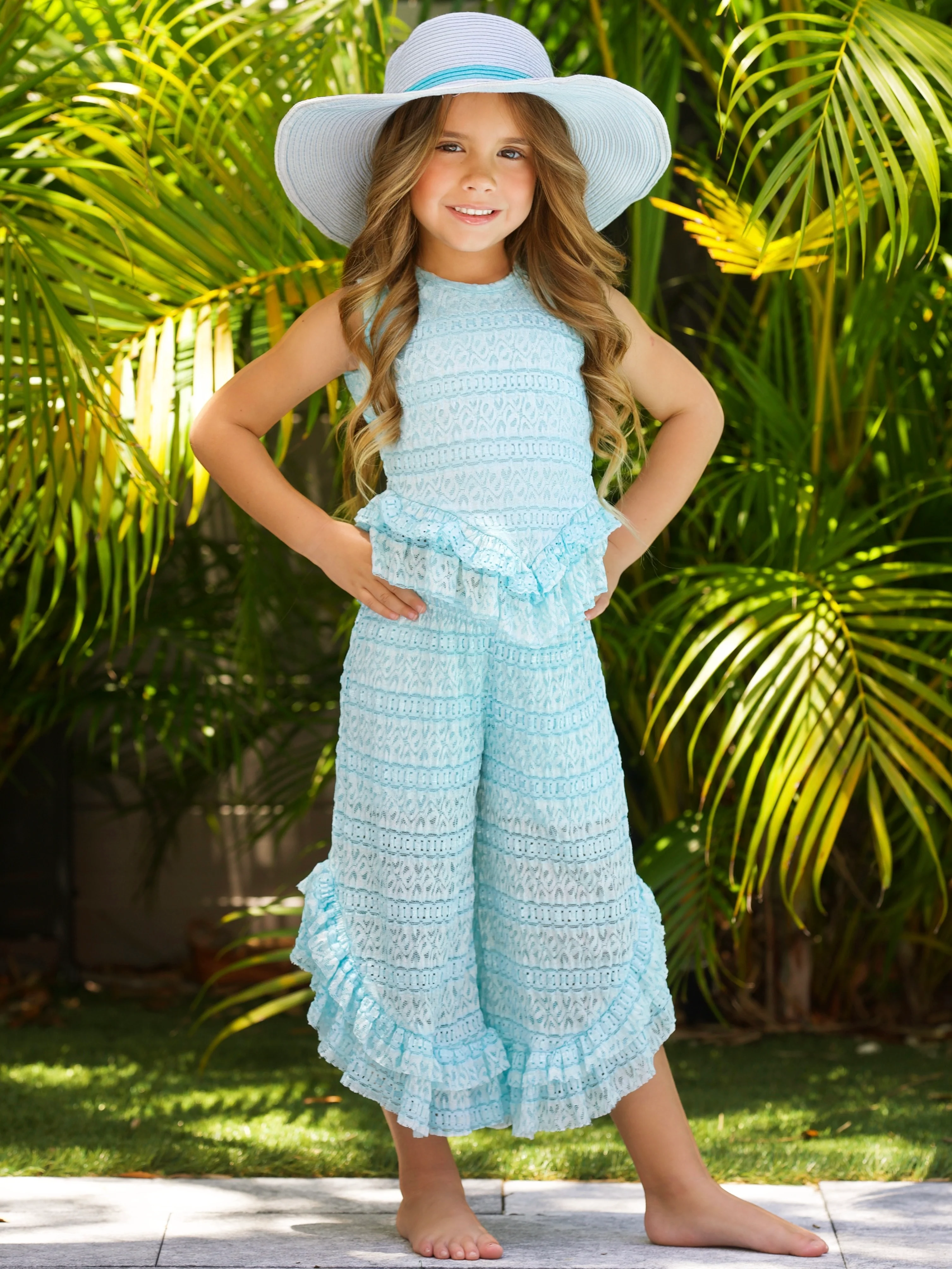 Sway My Way Lace Top and Ruffle Palazzo Pants Set - Image 6