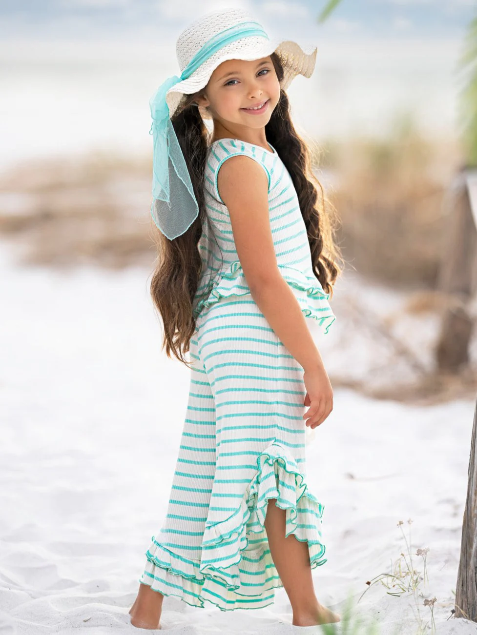 Sway My Way Striped Top & Ruffle Pants Set - Image 4