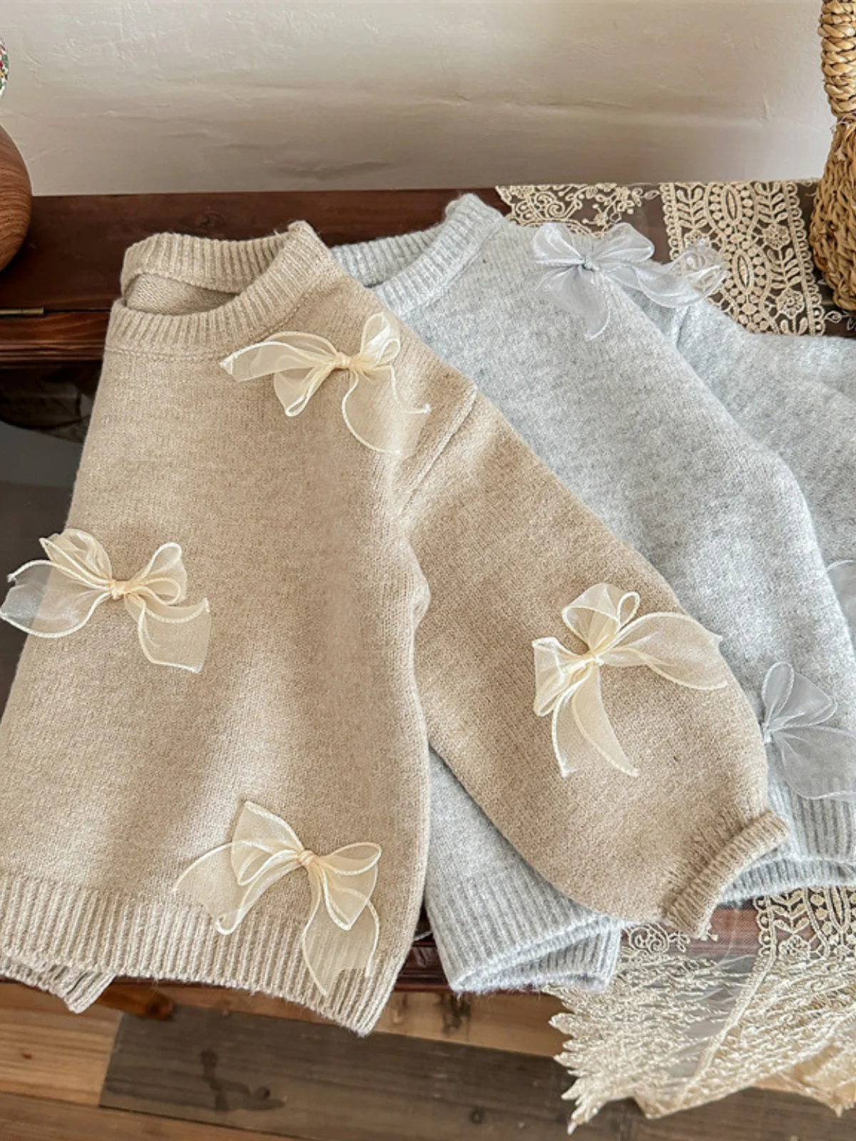 Sweet Bow Charm Knit Sweater - Image 2
