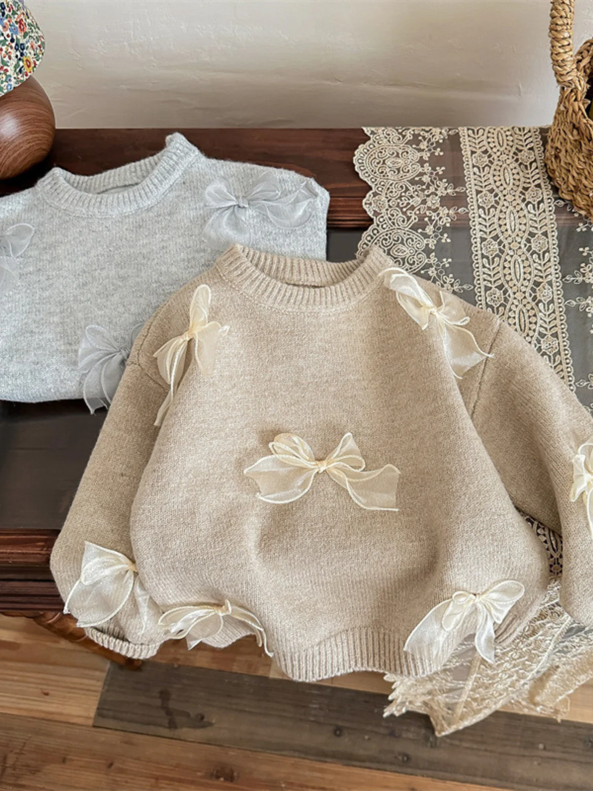 Sweet Bow Charm Knit Sweater - Image 6