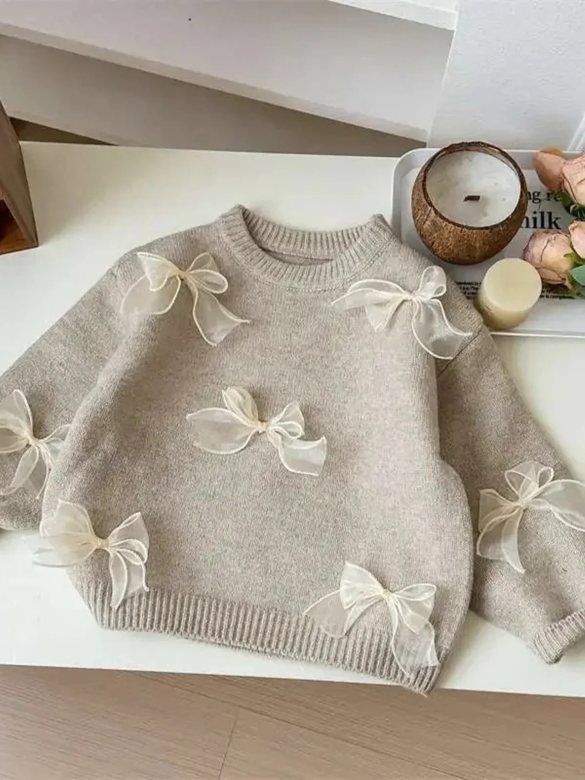 Sweet Bow Charm Knit Sweater - Image 7