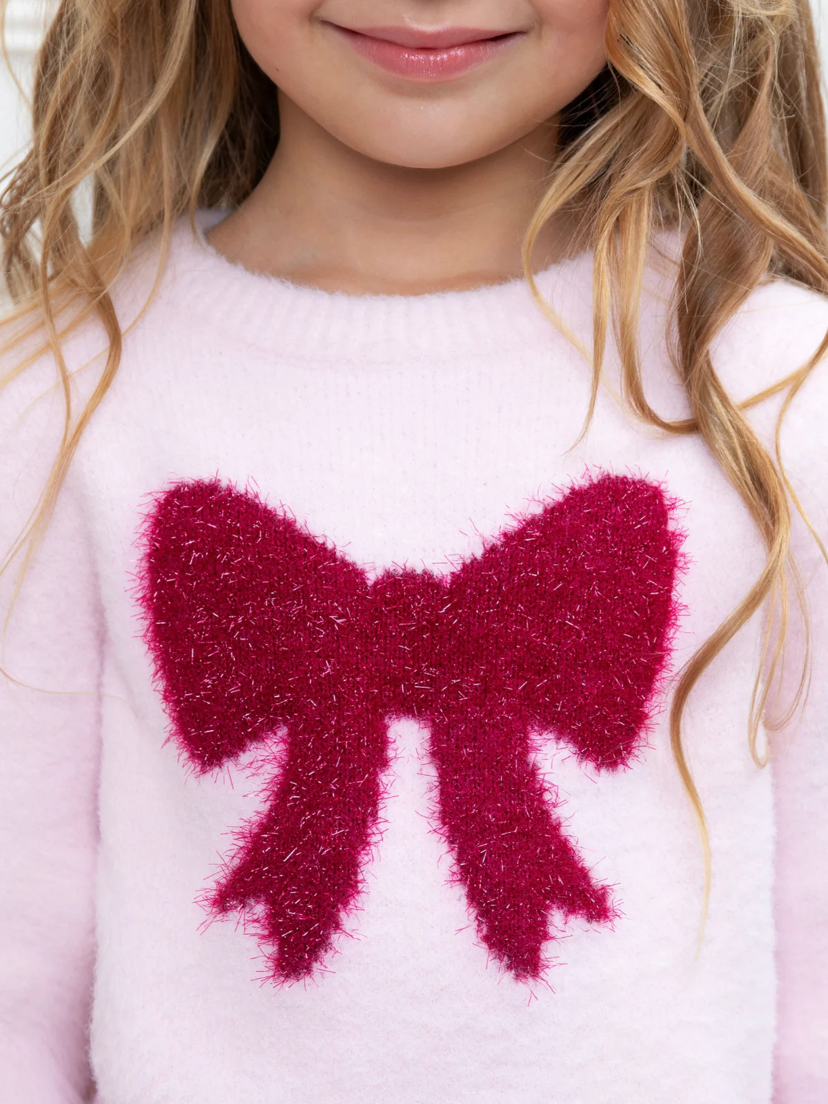 Sweet Bow Pink Fuzzy Sweater - Image 2