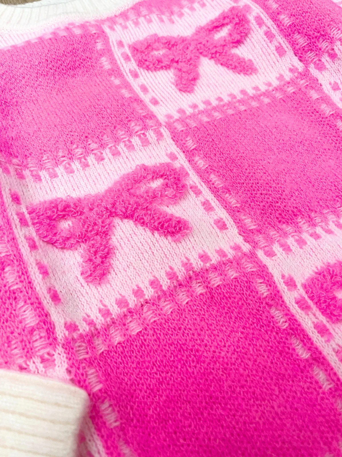 Coquette Pink Chenille Bows Sweater - Image 5