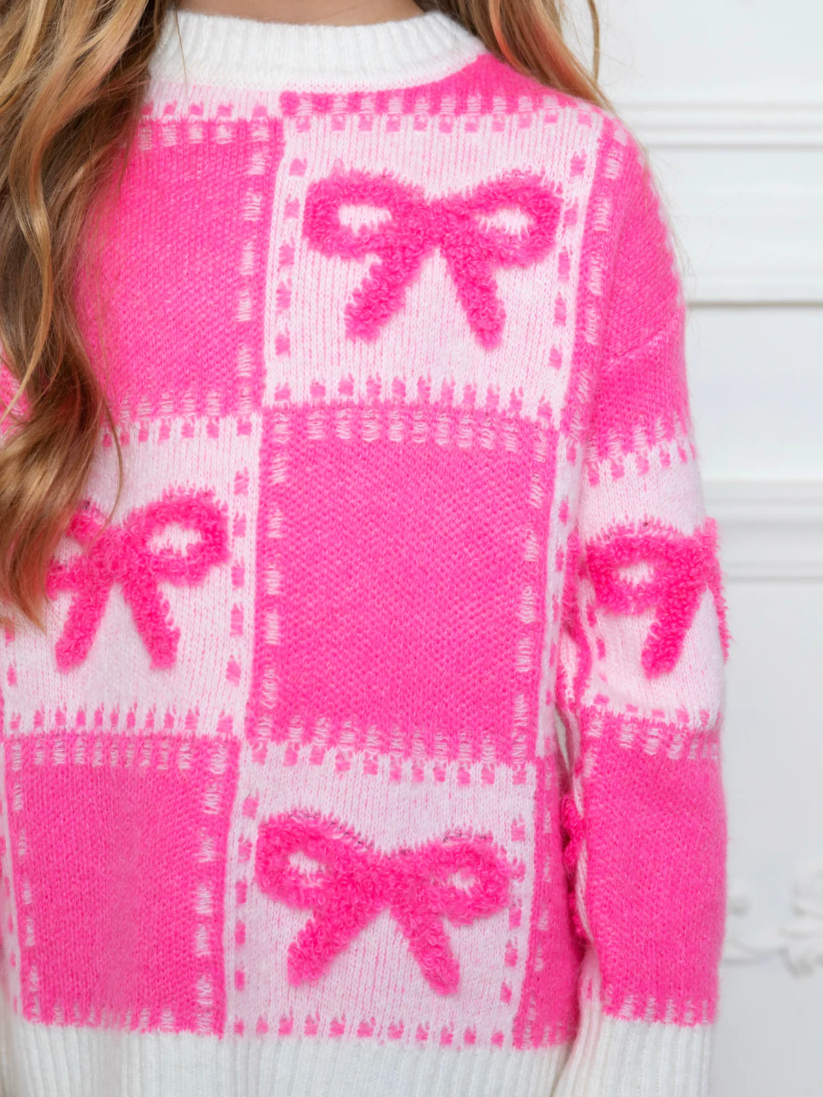 Coquette Pink Chenille Bows Sweater - Image 6