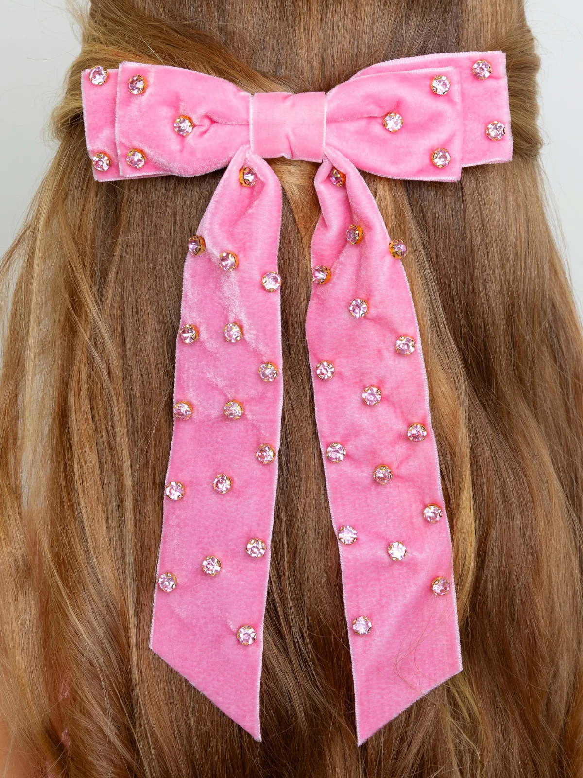 Sweet Bow Pink Velvet Hair Clip - Image 3