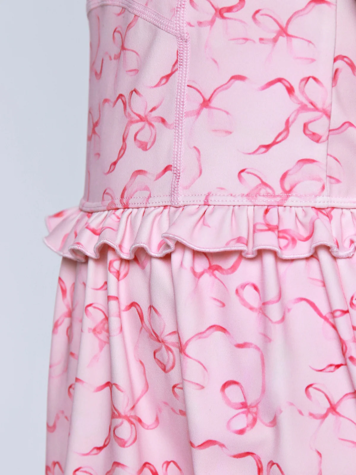 Sweet Pink Bow Print Halter Activewear Dress - Image 2