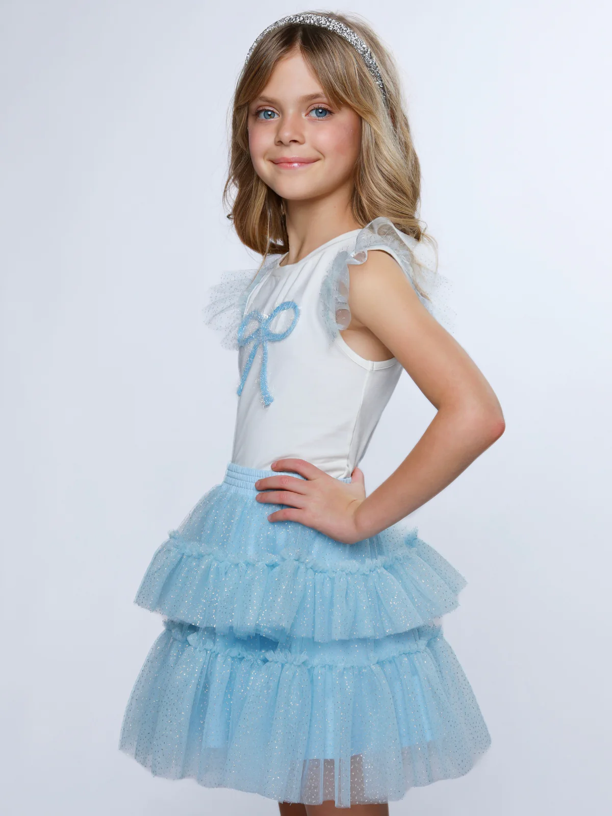 Sweet Bow Ruffle Top and Tulle Skirt Set - Image 2