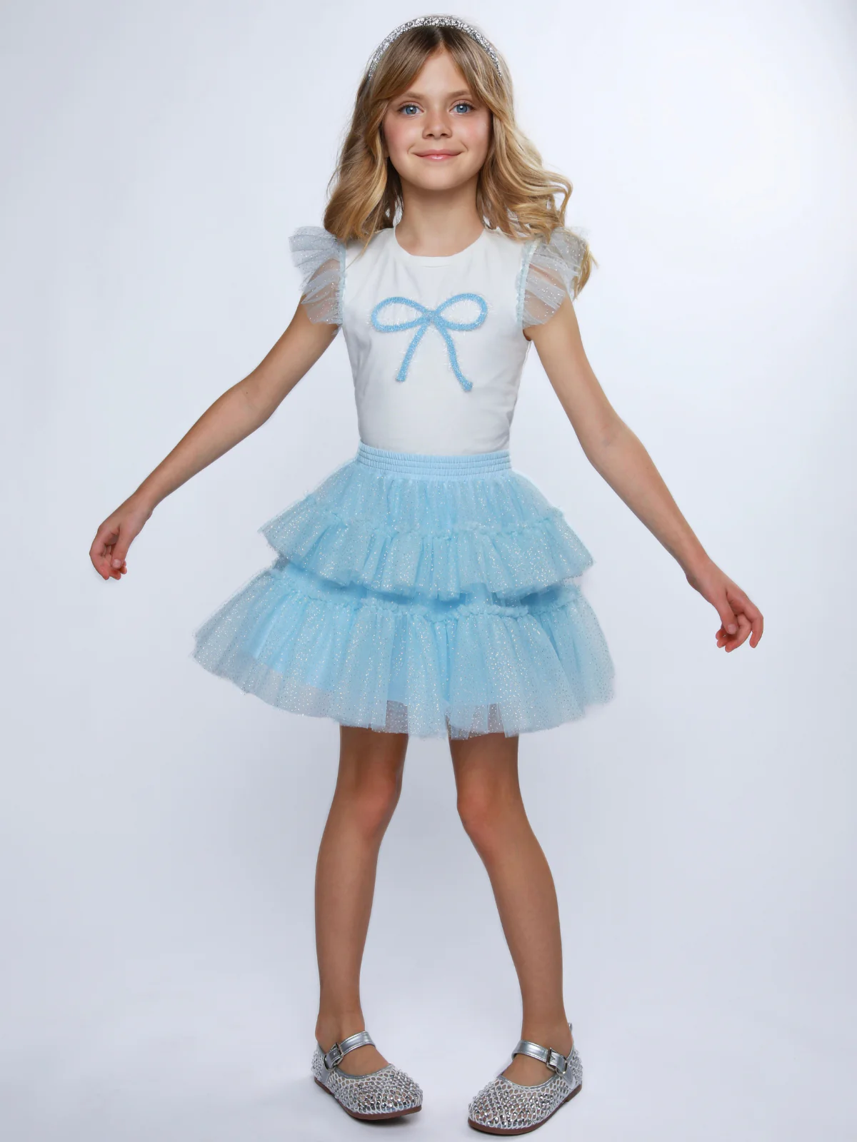 Sweet Bow Ruffle Top and Tulle Skirt Set - Image 7