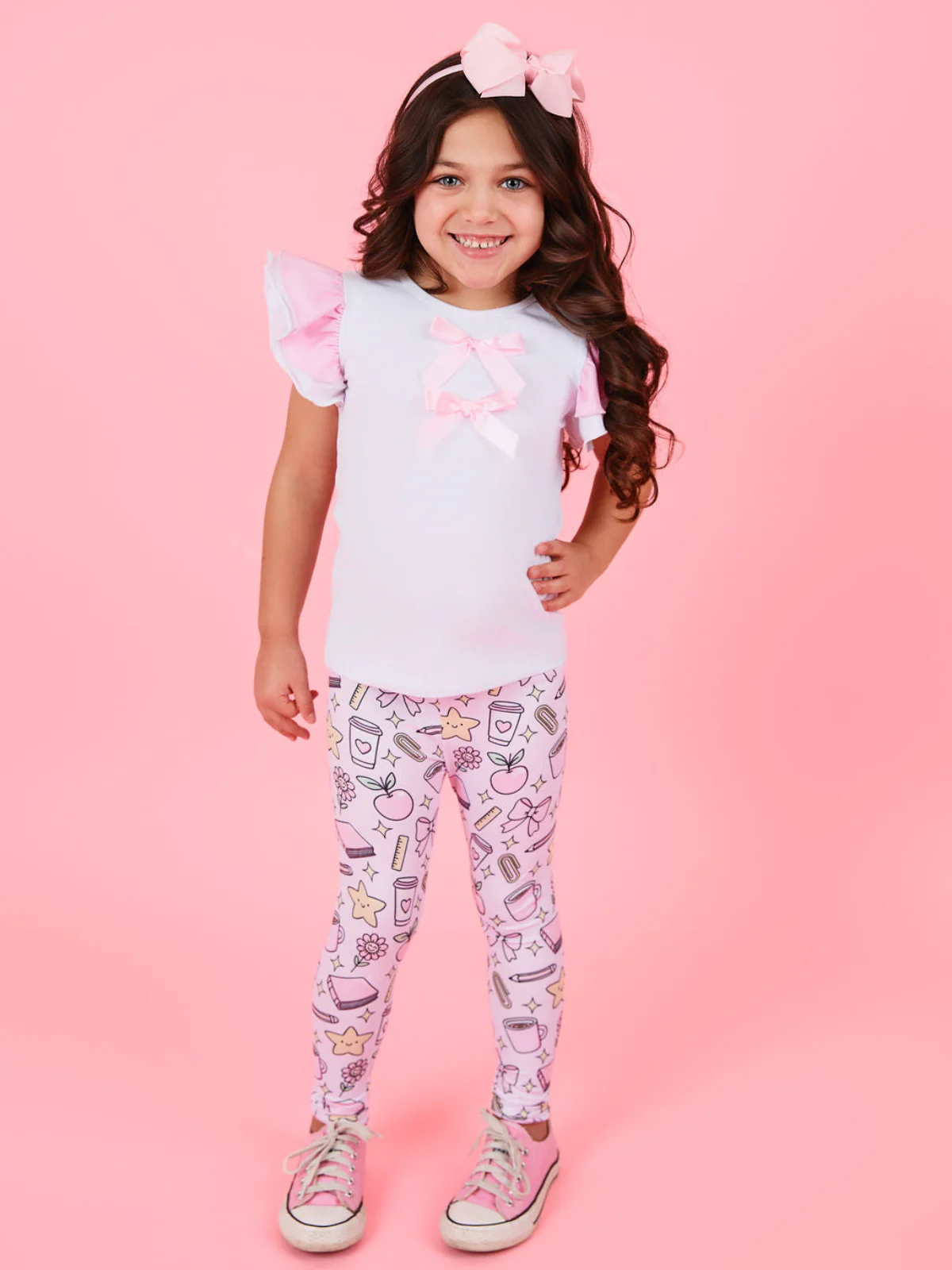Brains and Bows Ruffle Sleeve Top & Legging Set - Image 5