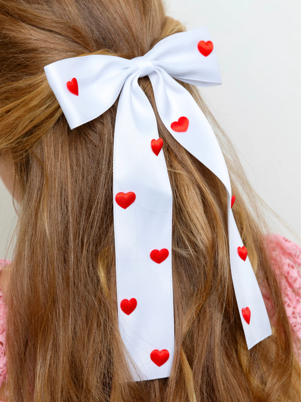 Sweet Hearts Red & White Bow Clip - Image 3