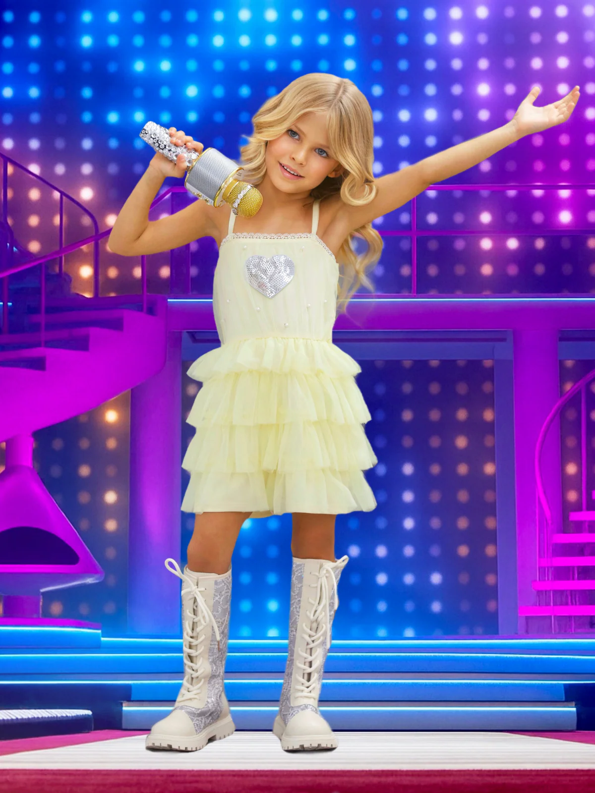 Sabrina Pop Sensation Sequin Heart Costume Romper - Image 5