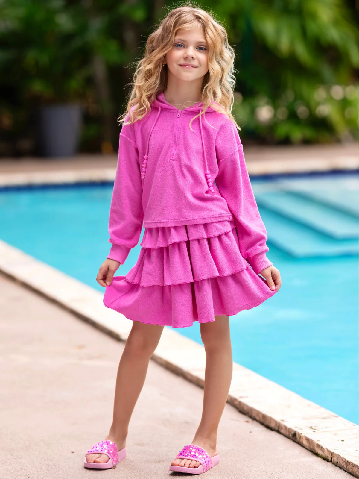 Sweet Sorbet Ruffle Terry Hoodie and Ruffle Skirt Set - Image 3