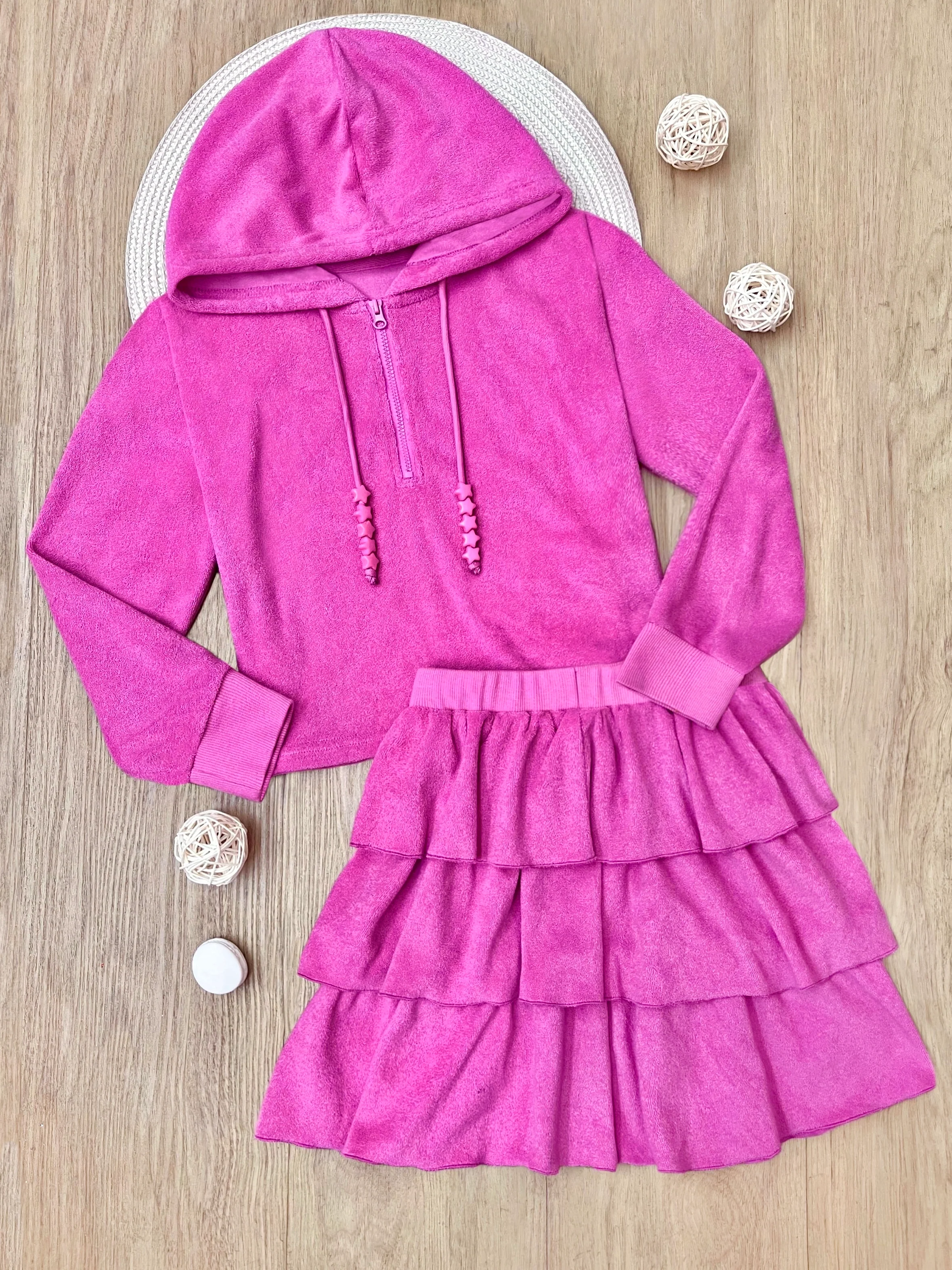 Sweet Sorbet Ruffle Terry Hoodie and Ruffle Skirt Set - Image 4