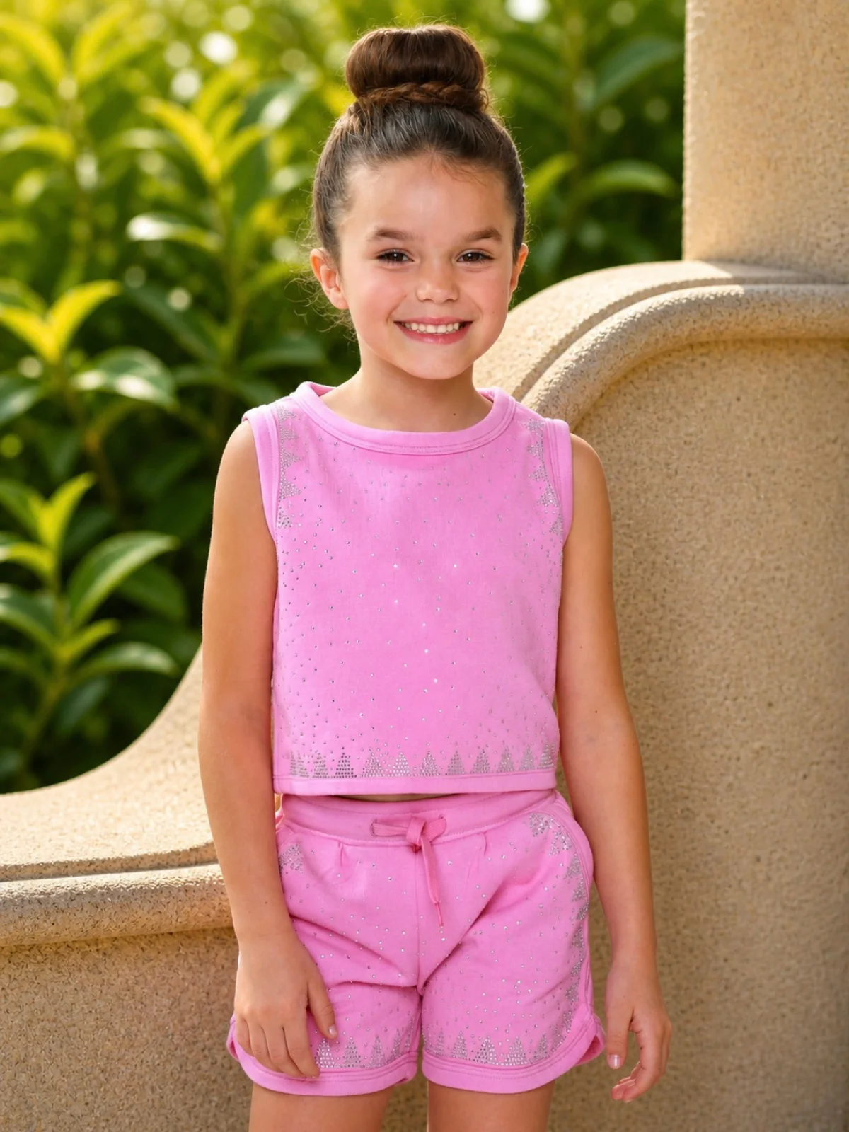 Sweet Sparkle Pink Tank Top and Short Set - Image 2