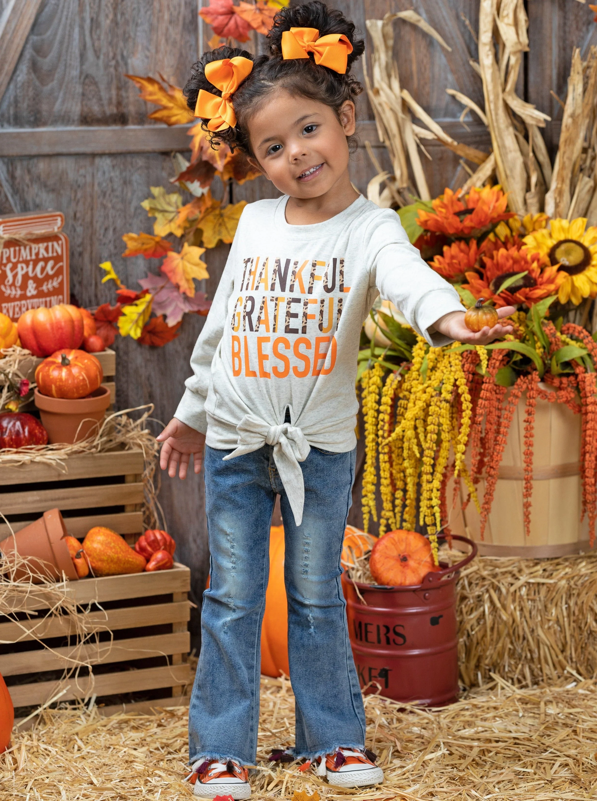Thankful, Grateful, Blessed Tassel Bell Bottom Jeans Set - Image 5