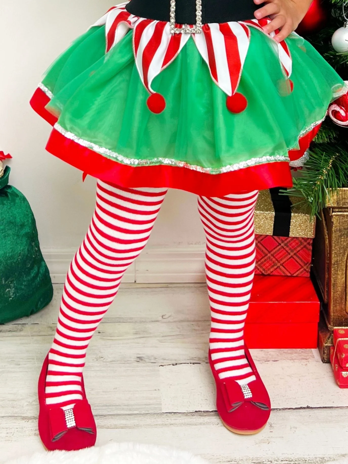 Walk With Holiday Spirit Striped Christmas Tights - Image 2