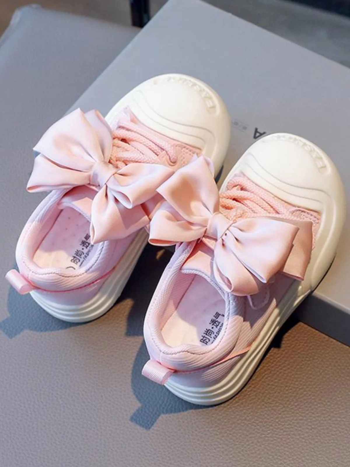 Tiny Toes, Big Dreams Satin Bow Sneakers By Liv and Mia - Image 3