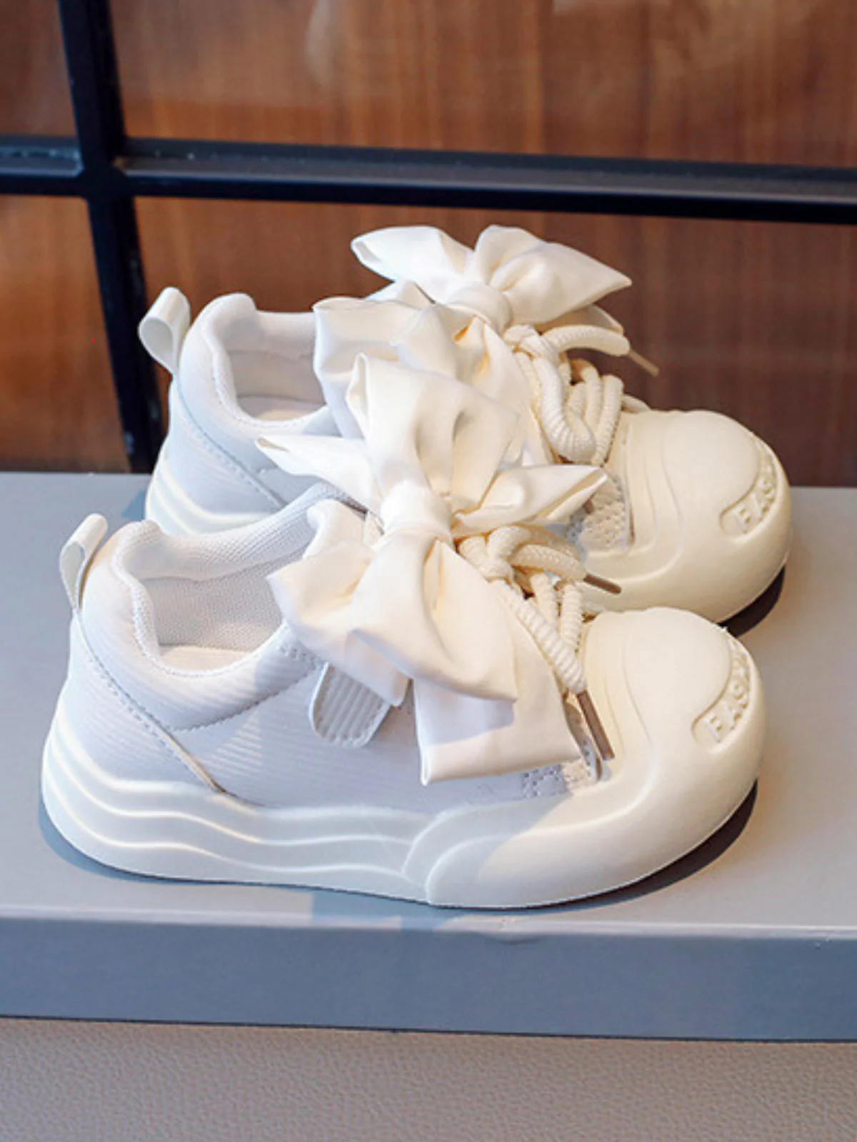 Tiny Toes, Big Dreams Satin Bow Sneakers By Liv and Mia - Image 4
