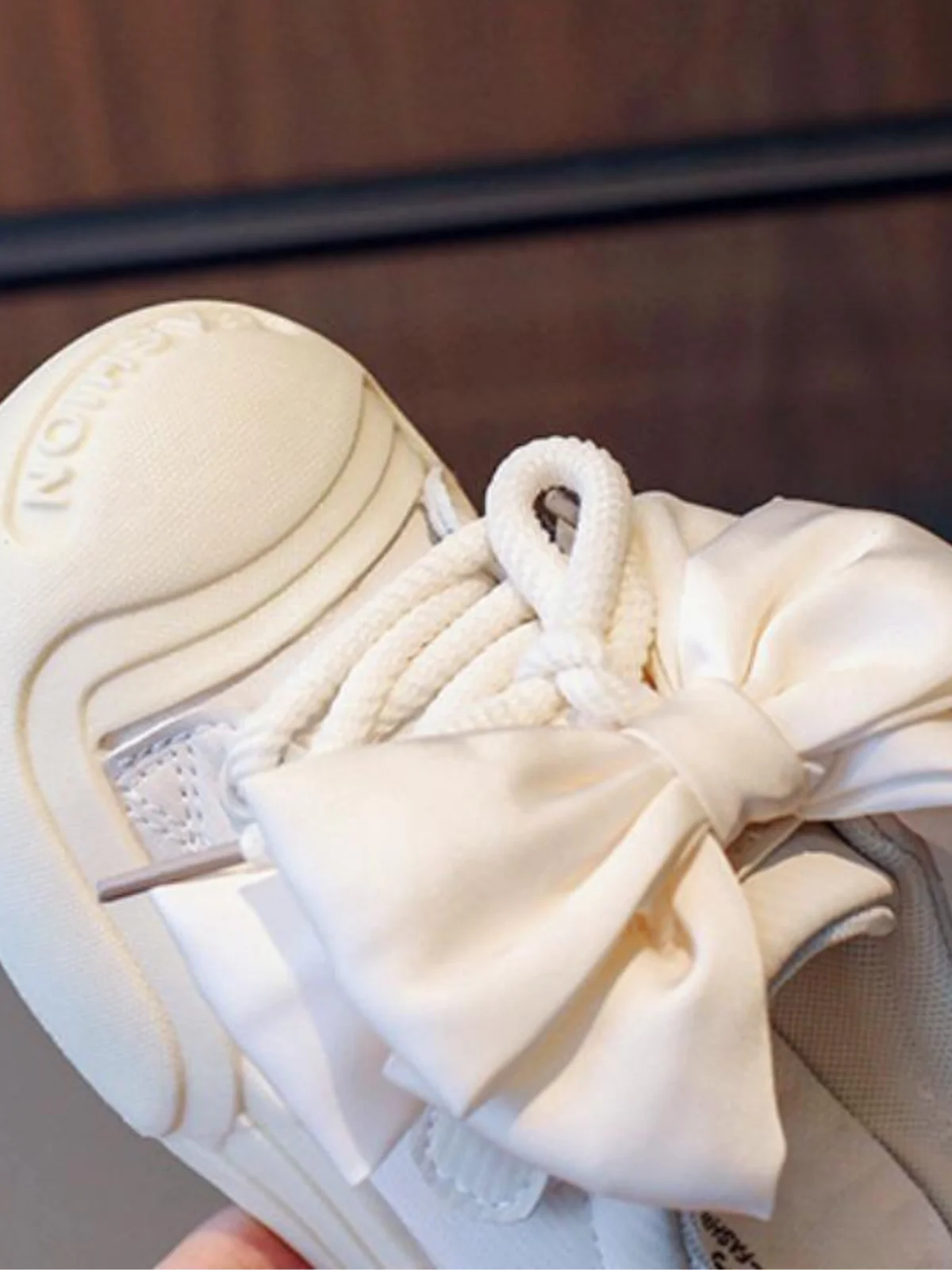 Tiny Toes, Big Dreams Satin Bow Sneakers By Liv and Mia - Image 6
