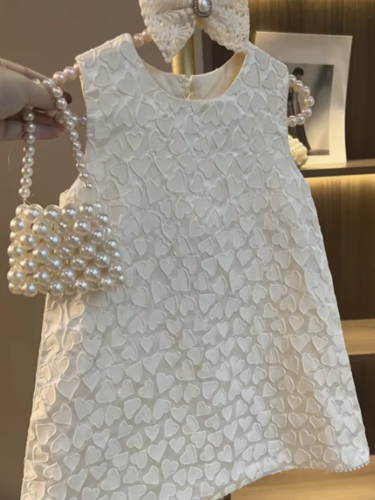 Elegant Bow Pearl Aline Dress - Image 3