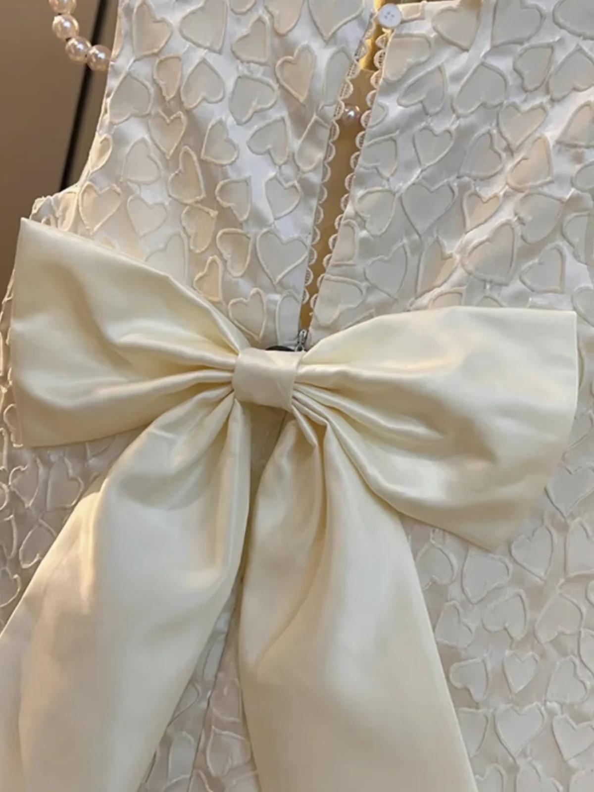 Elegant Bow Pearl Aline Dress - Image 4