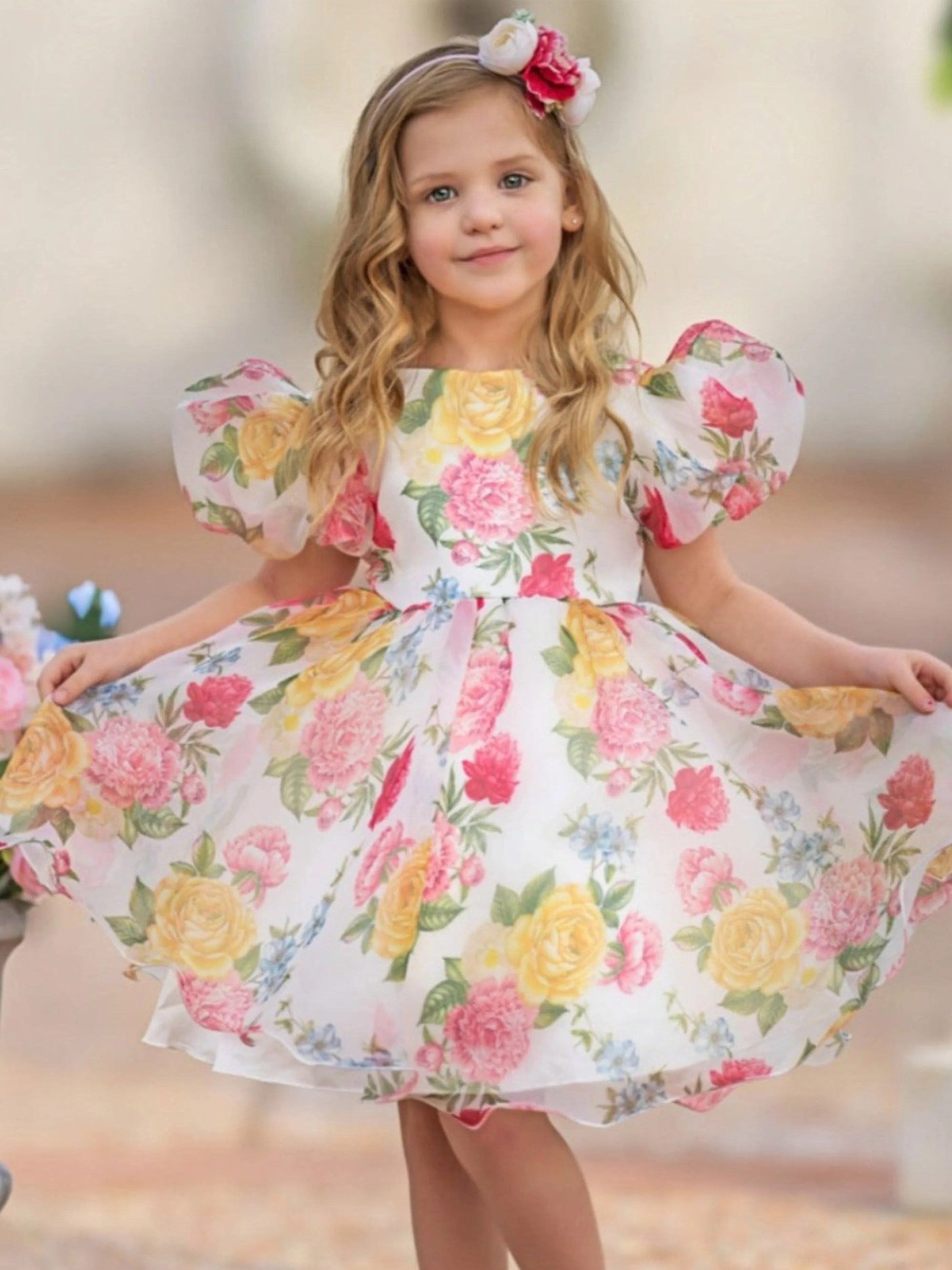 Fresh and Dreamy Puff Sleeve Floral Dress - Image 2